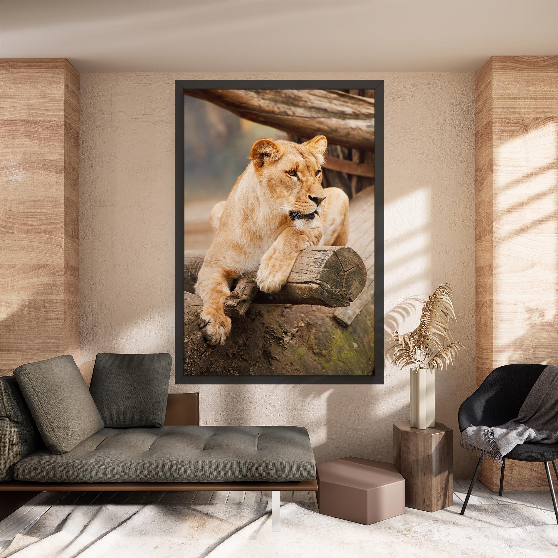 Leinwandbild Female Lion Sitting mockup 8