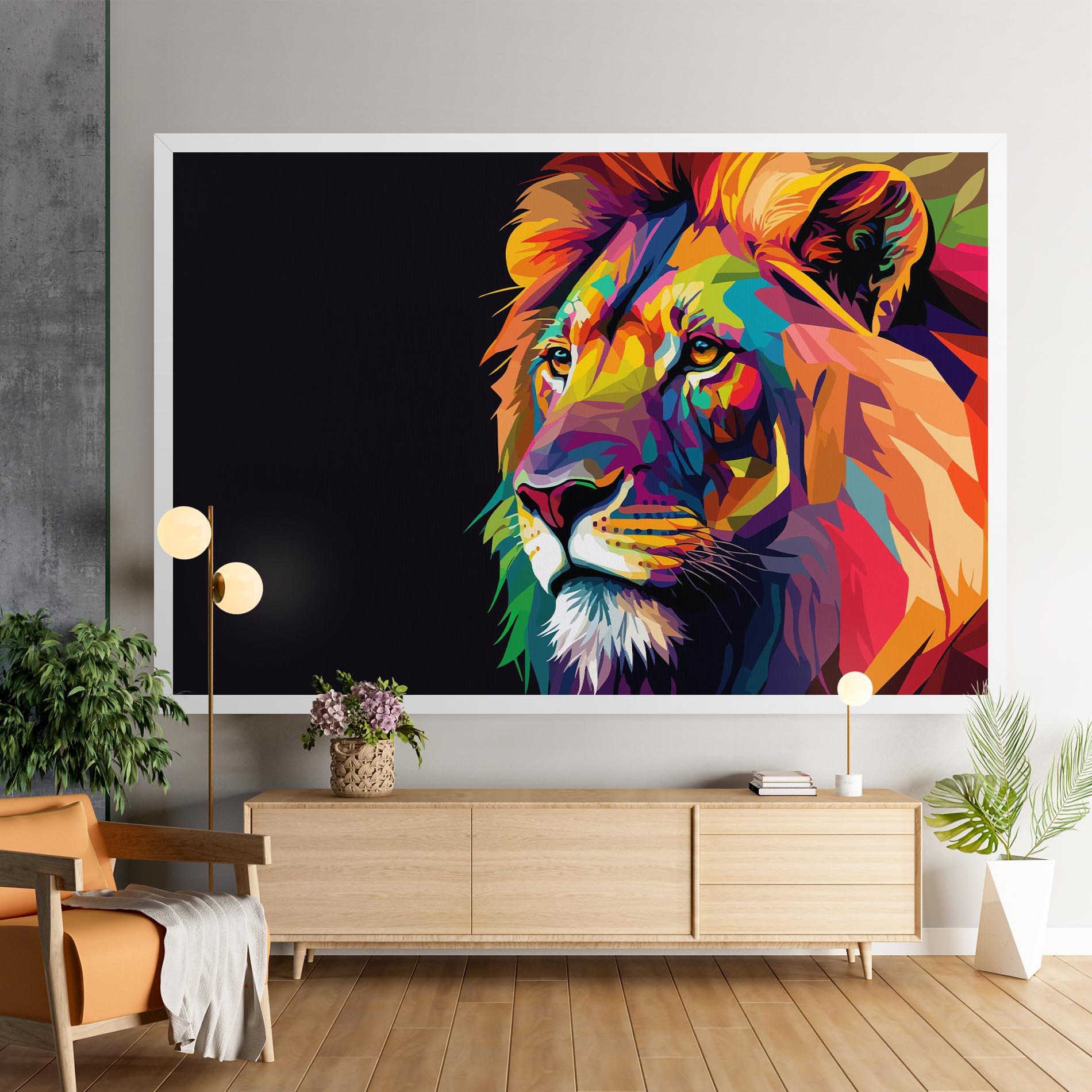 Leinwandbild Colorful Lion mockup 9