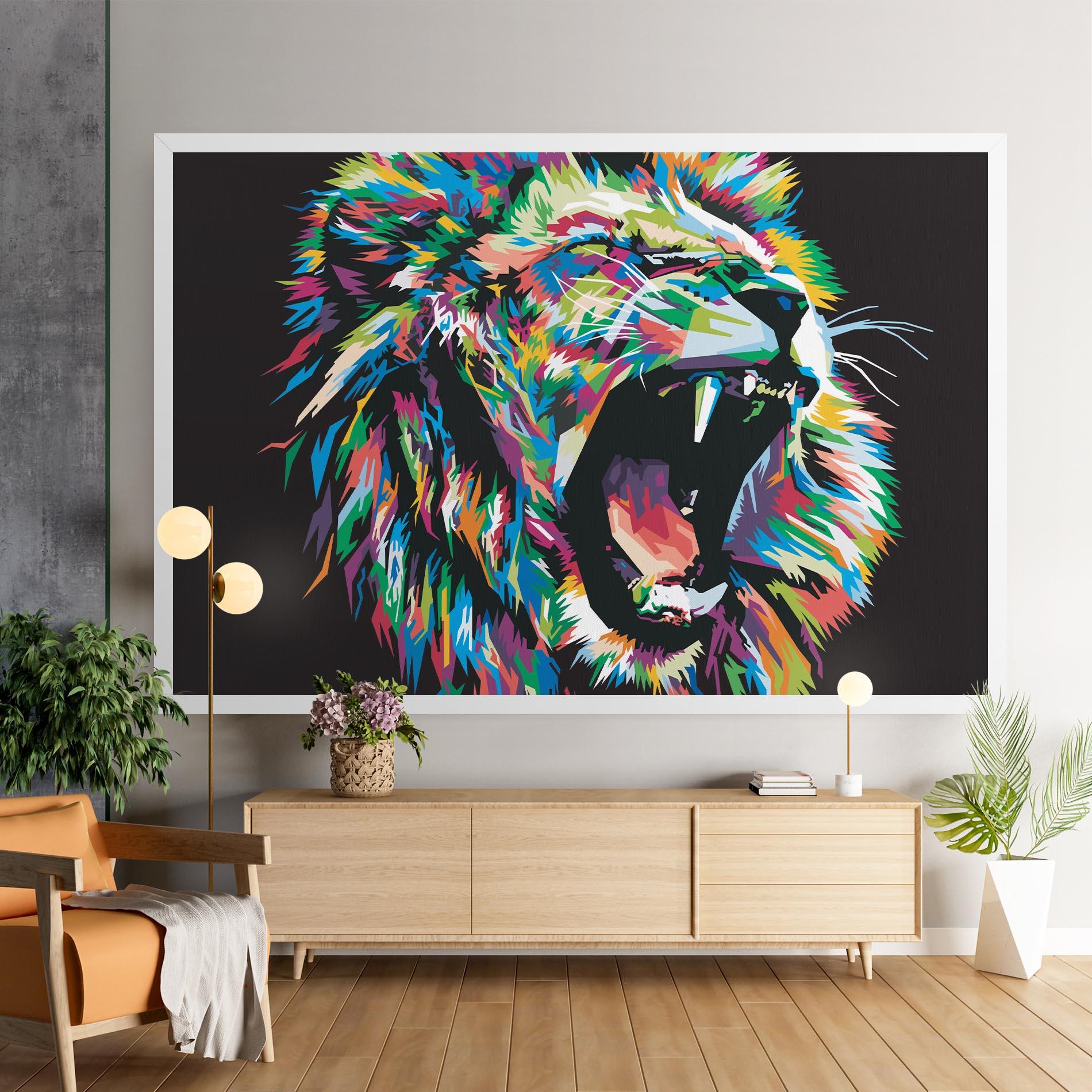 Leinwandbild Green Blue Lion mockup 9