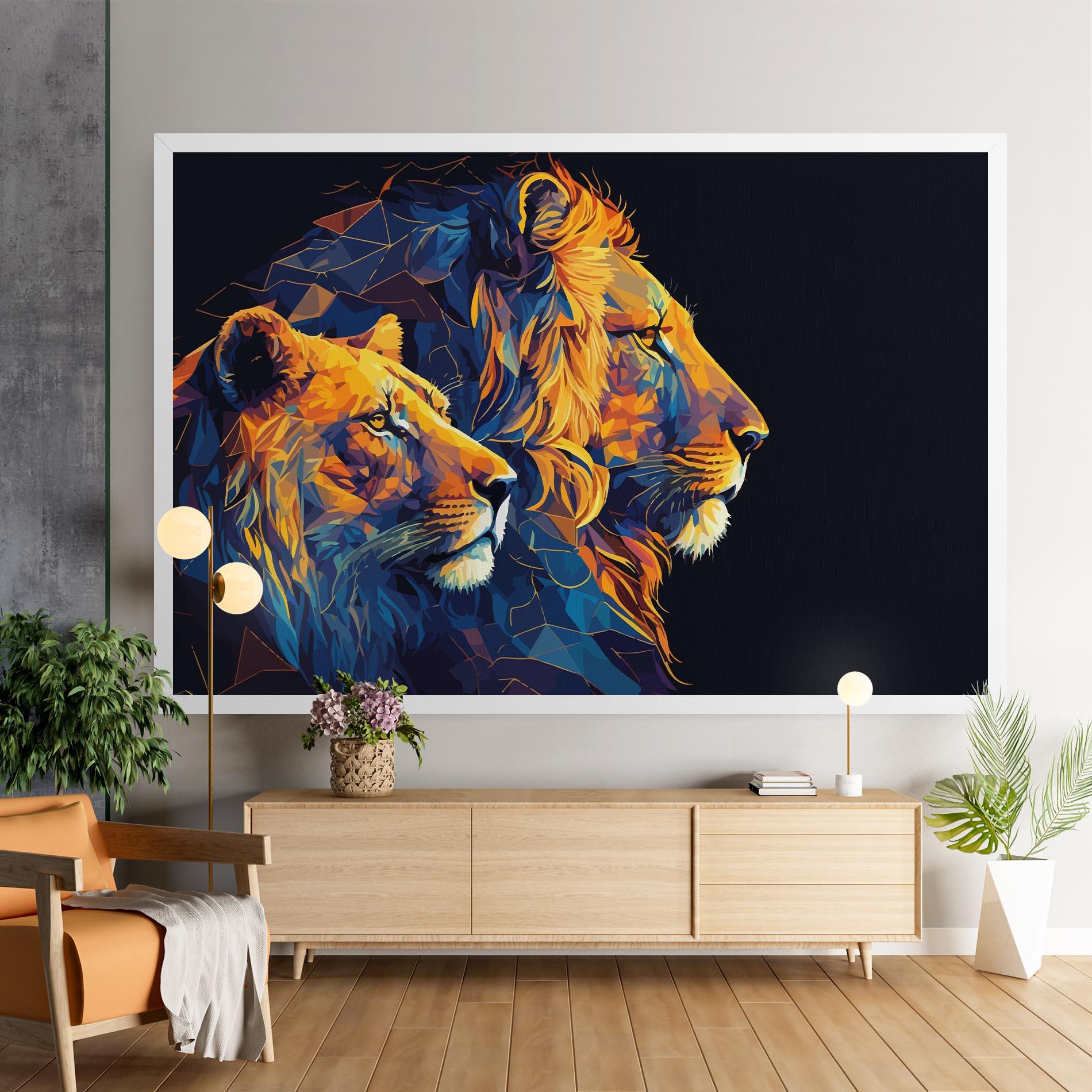 Leinwandbild Orange Blue Lion mockup 9