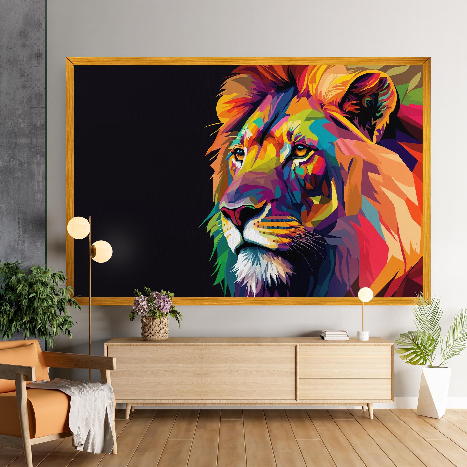 Leinwandbild Colorful Lion mockup 9