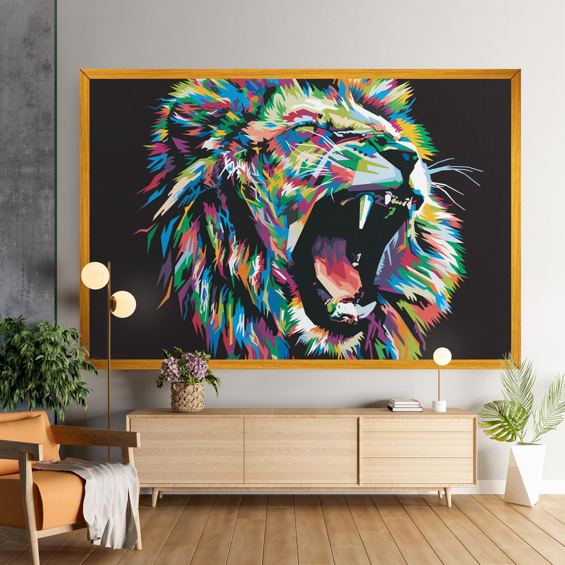 Leinwandbild Green Blue Lion mockup 9