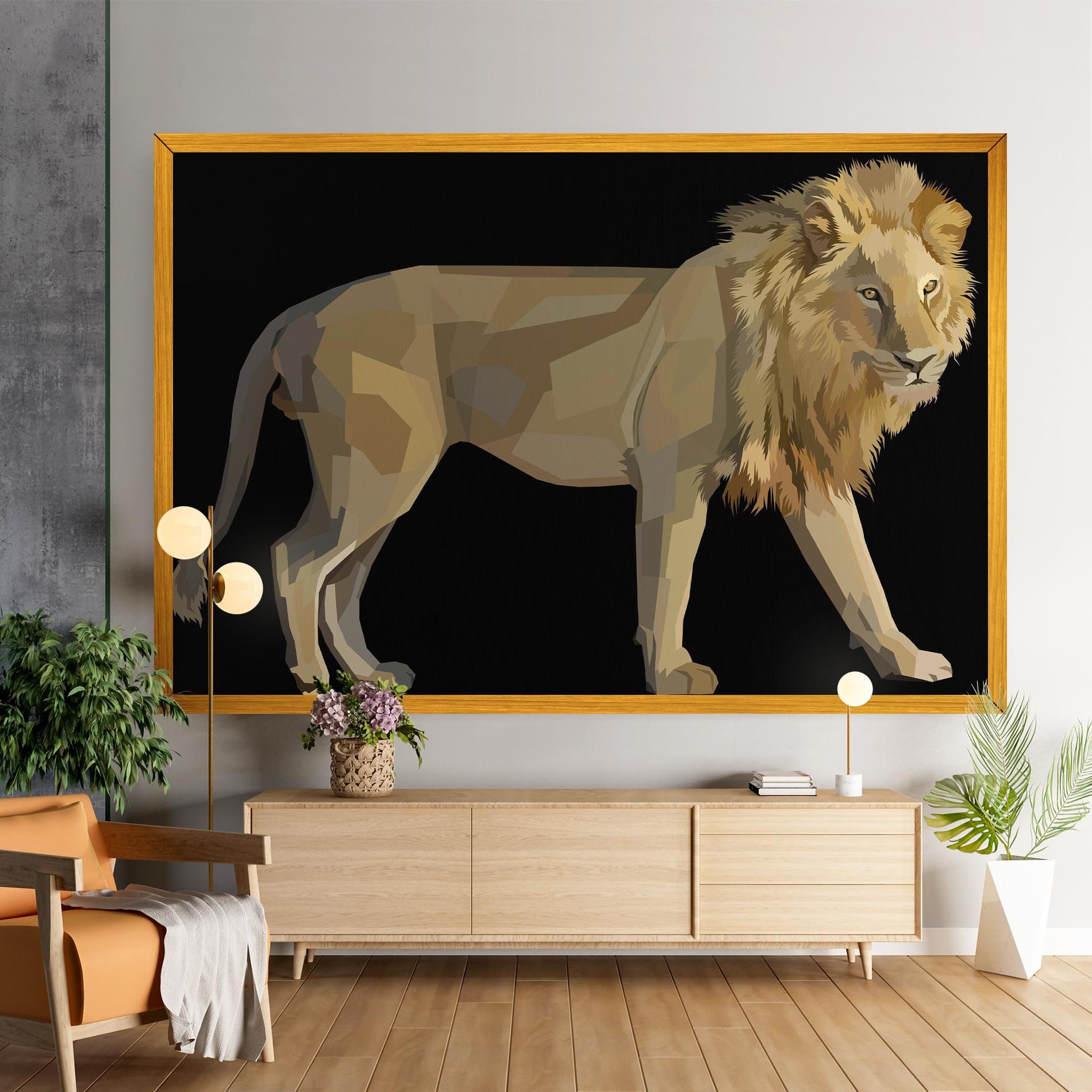 Lion Art On Black mockup 9