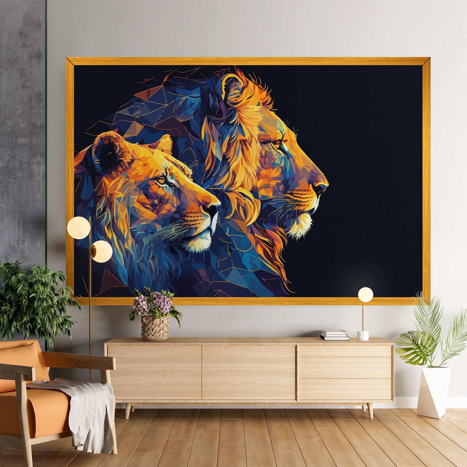 Leinwandbild Orange Blue Lion mockup 9
