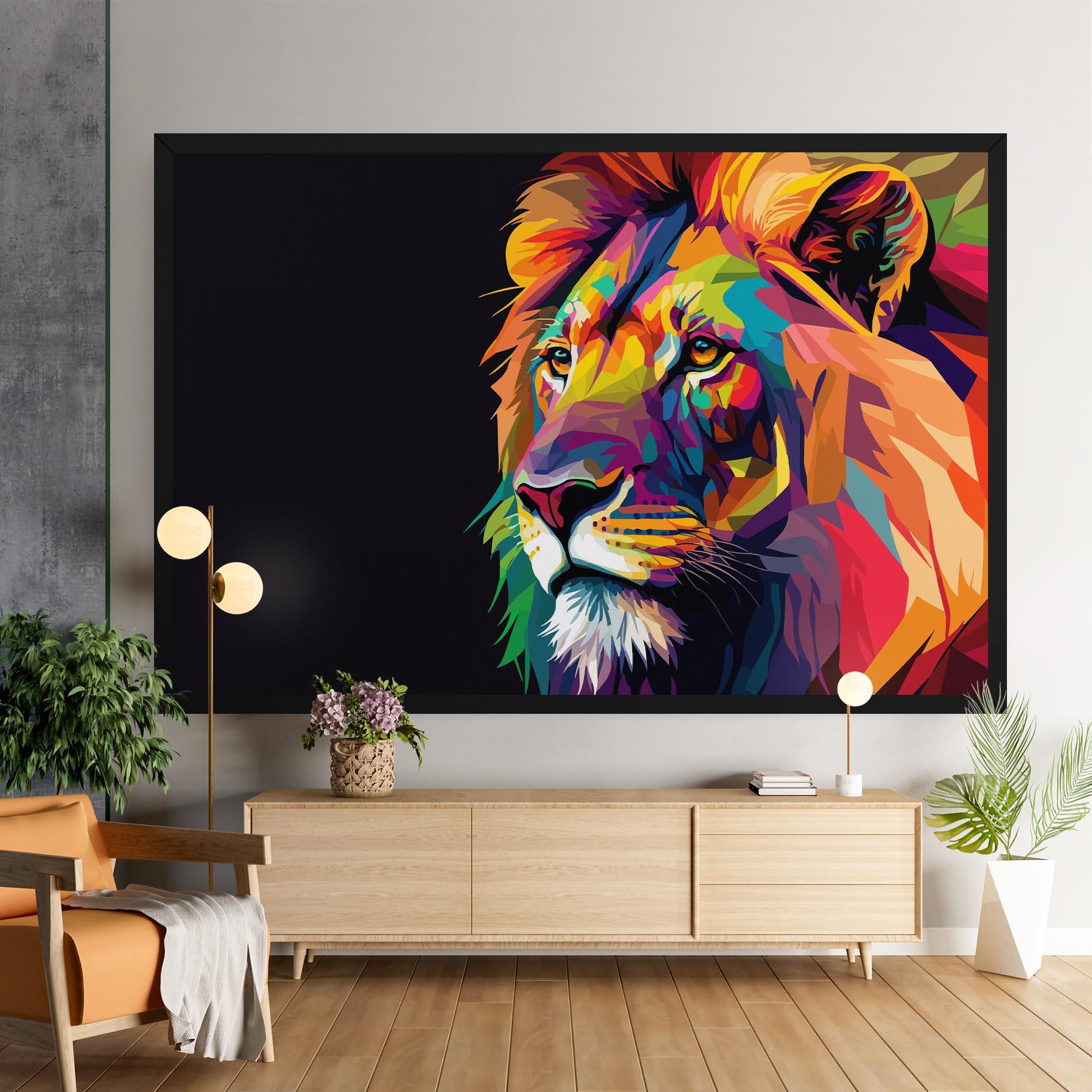 Leinwandbild Colorful Lion mockup 9