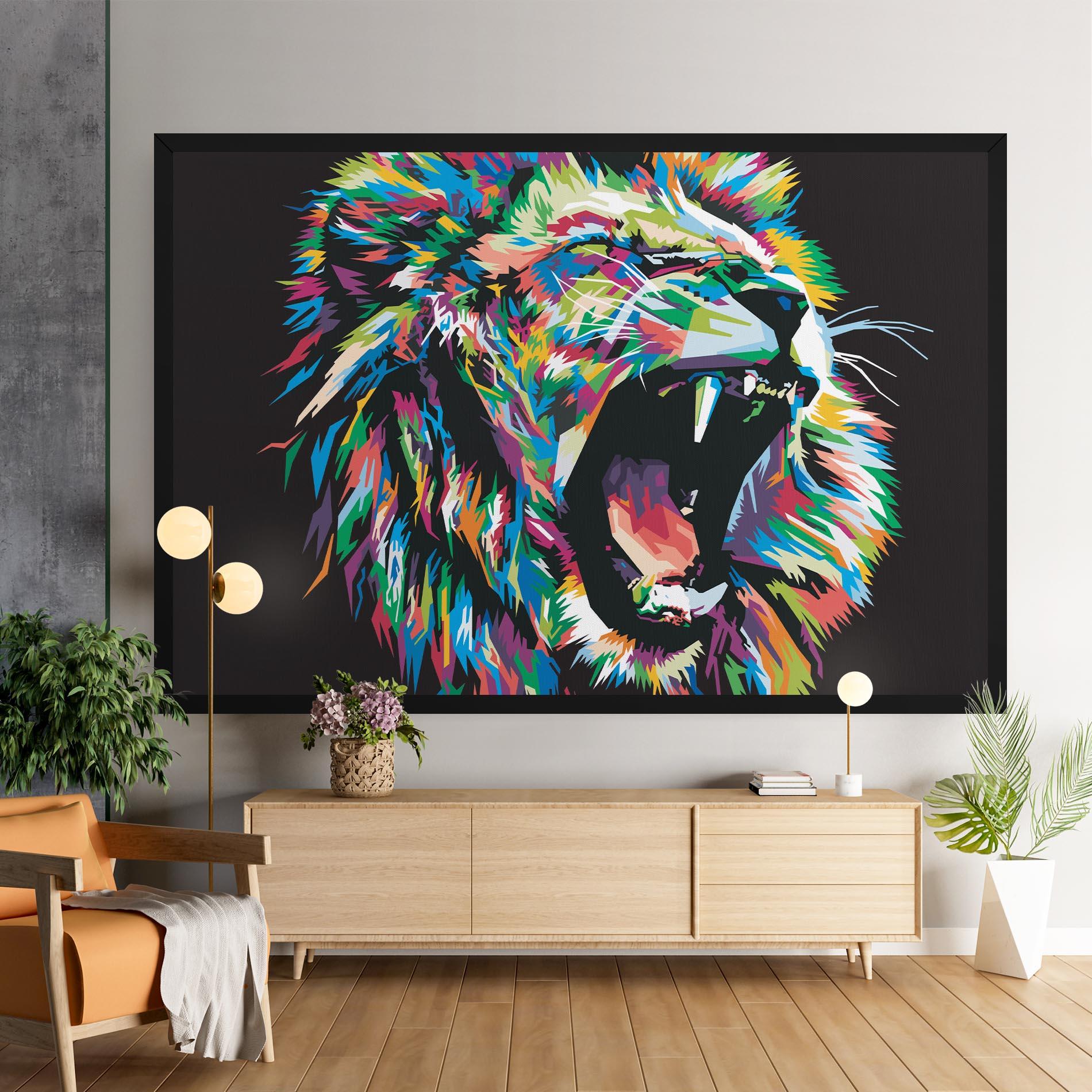 Leinwandbild Green Blue Lion mockup 9