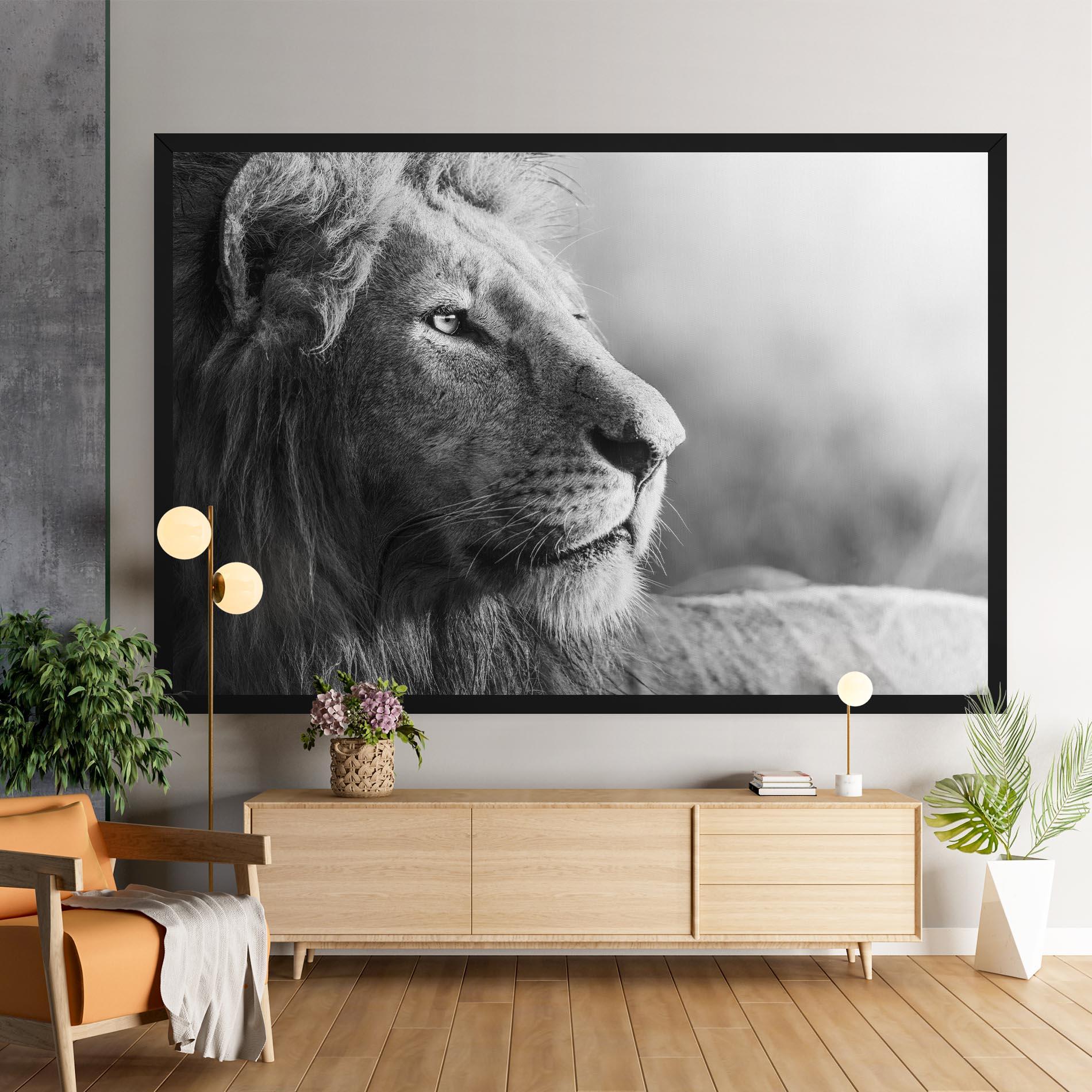 Leinwandbild Grey Lion Head mockup 9