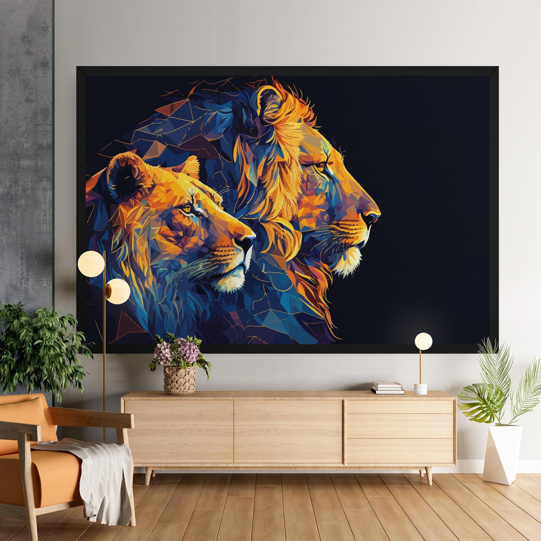 Leinwandbild Orange Blue Lion mockup 9