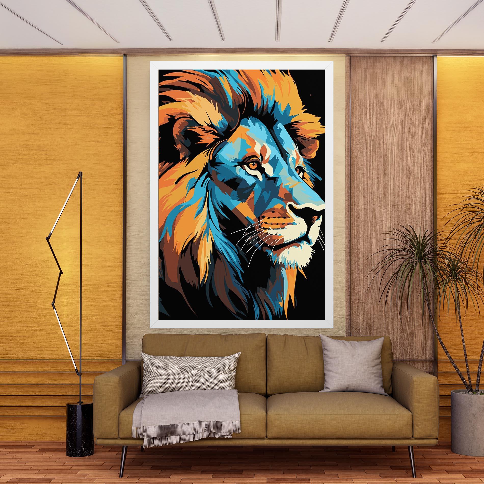 Leinwandbild Blue Yellow Lion mockup 9