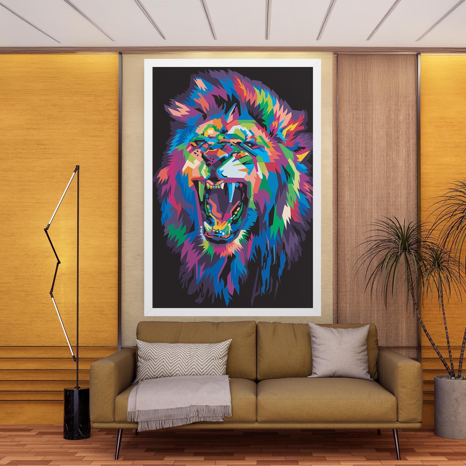 Leinwandbild Colorful Lion Head mockup 9