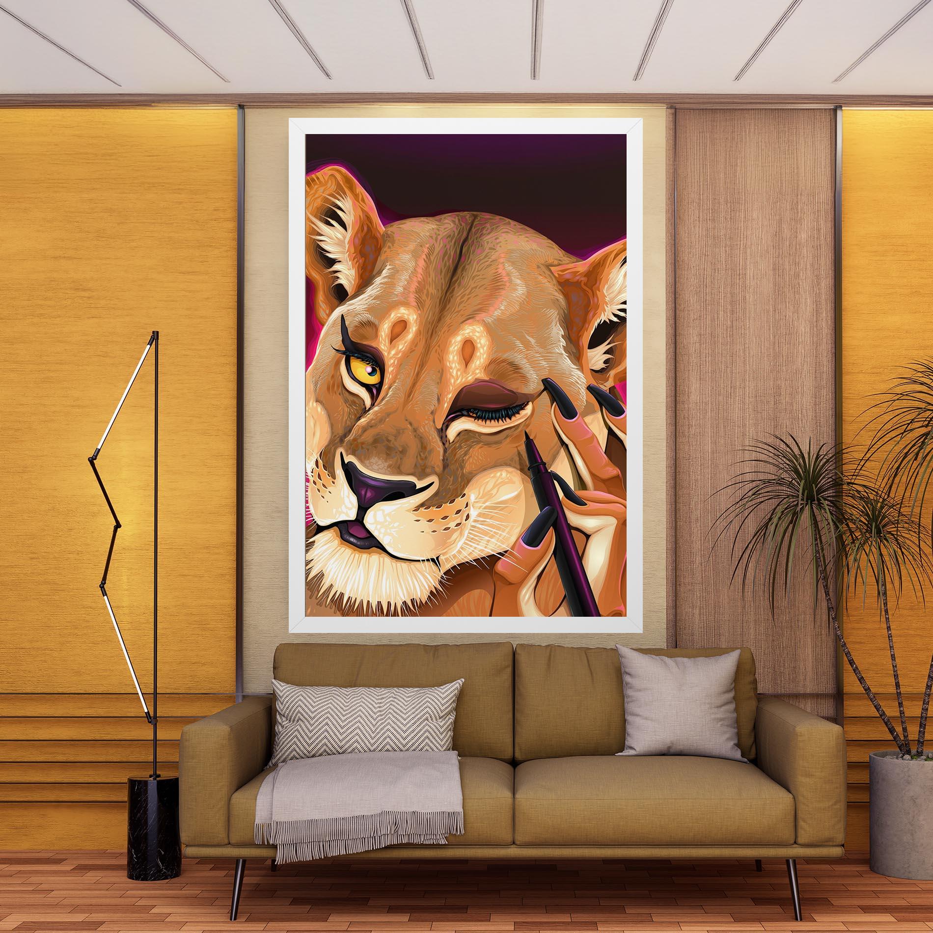 Leinwandbild Female Lion Makeup mockup 9