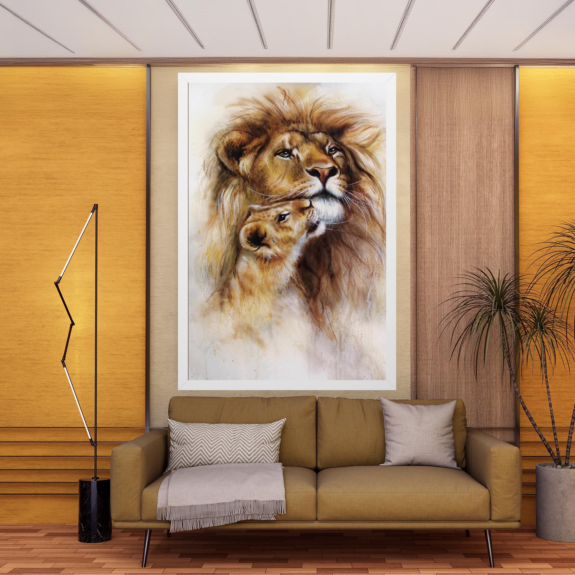 Leinwandbild Lion Love mockup 9