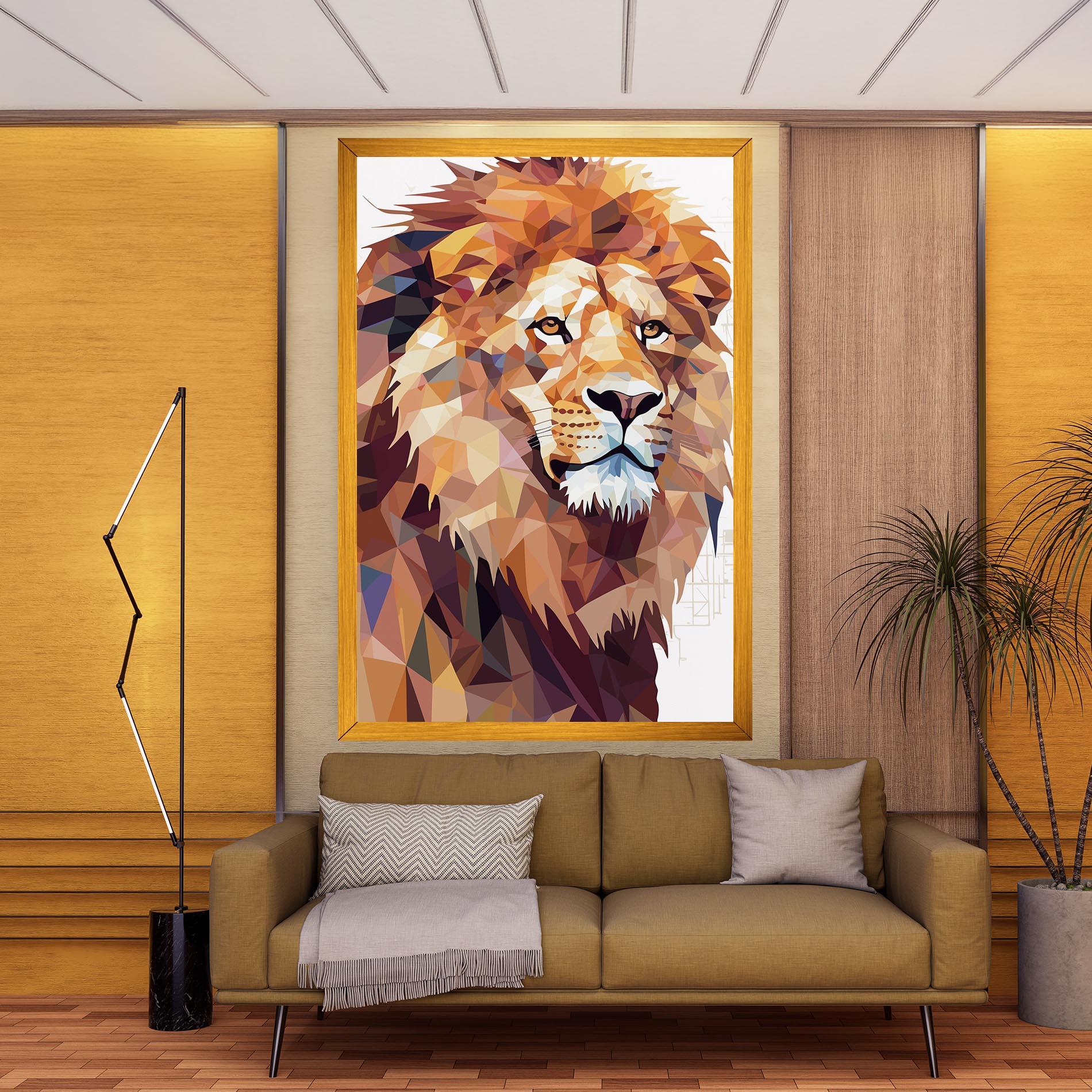Leinwandbild Artistic Lion Head mockup 9