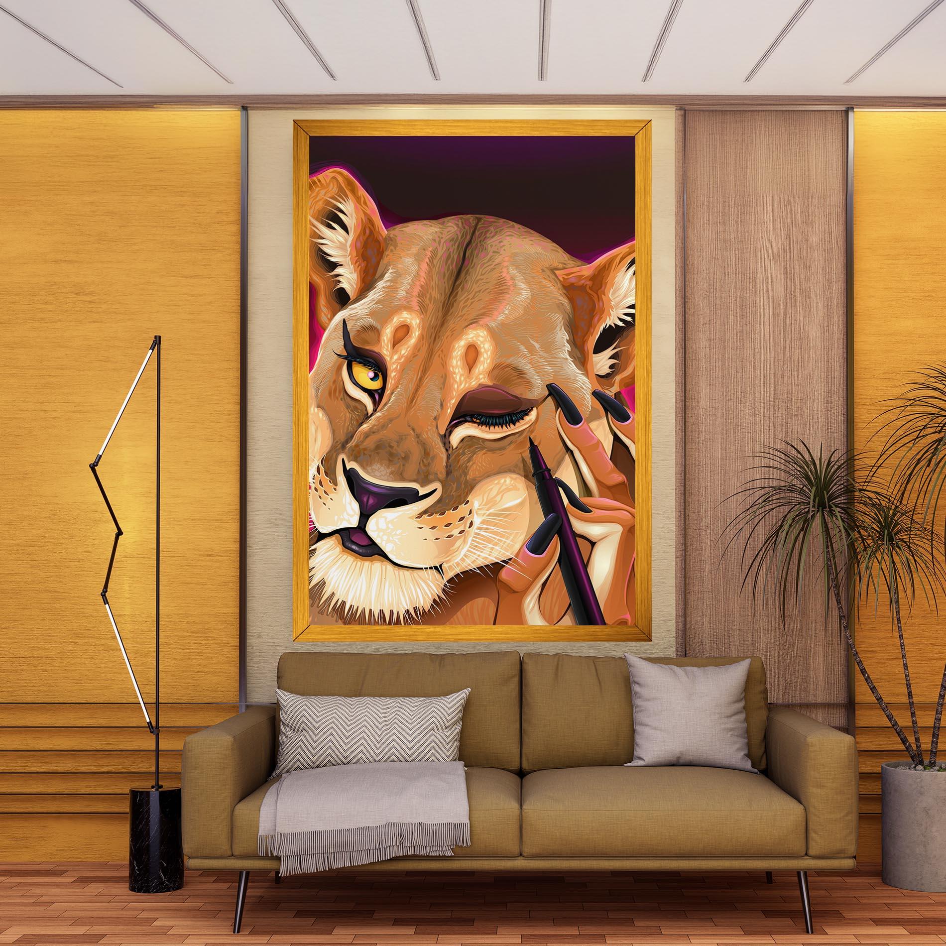 Leinwandbild Female Lion Makeup mockup 9