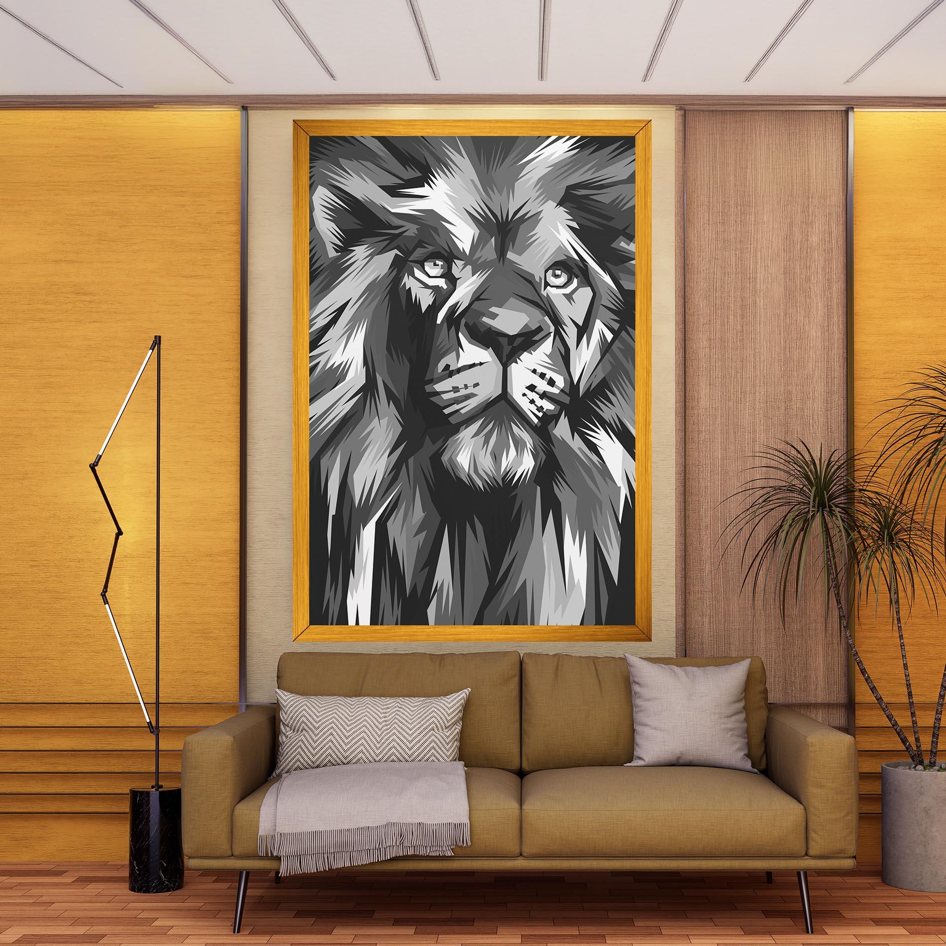 Leinwandbild Grey Head Lion mockup 9