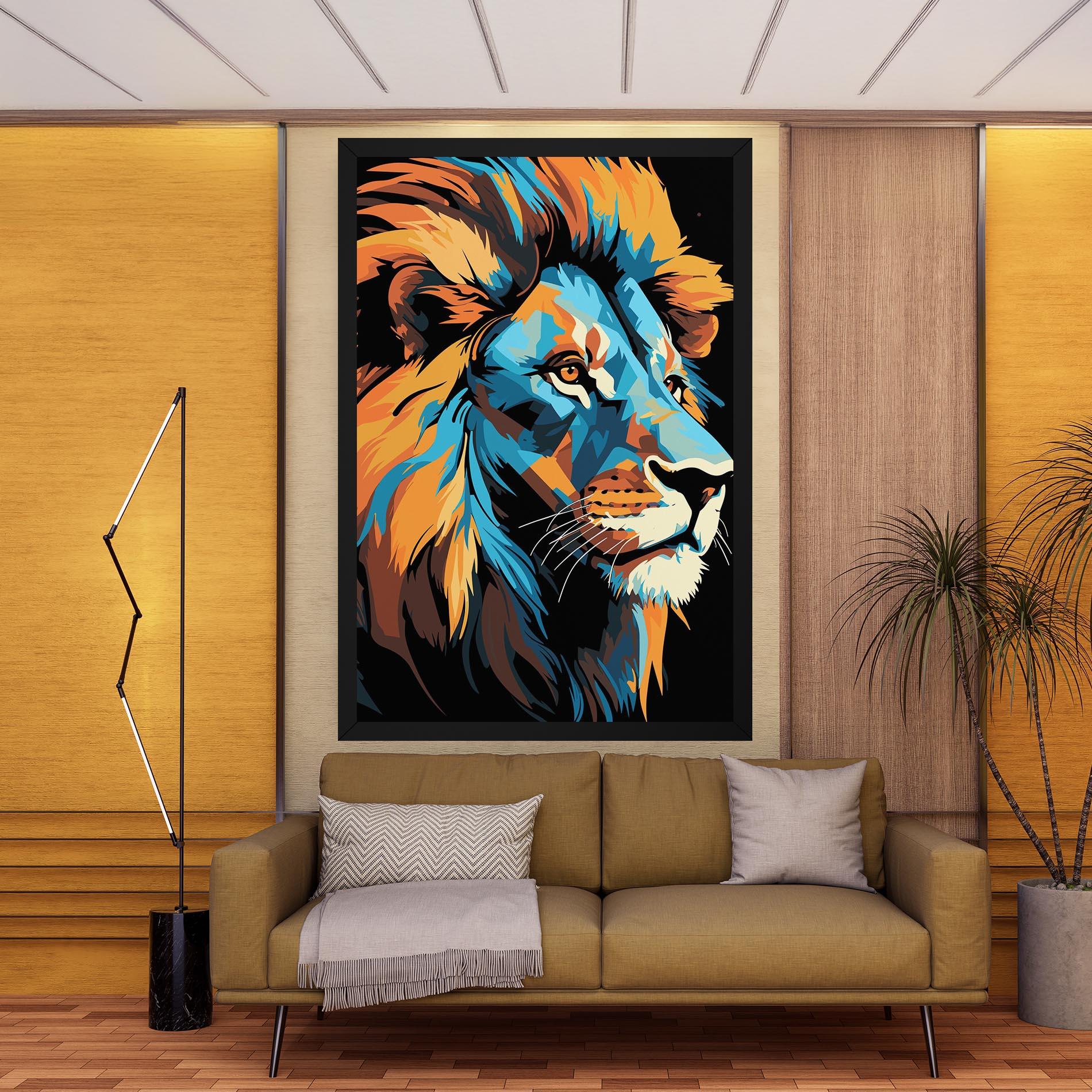 Leinwandbild Blue Yellow Lion mockup 9