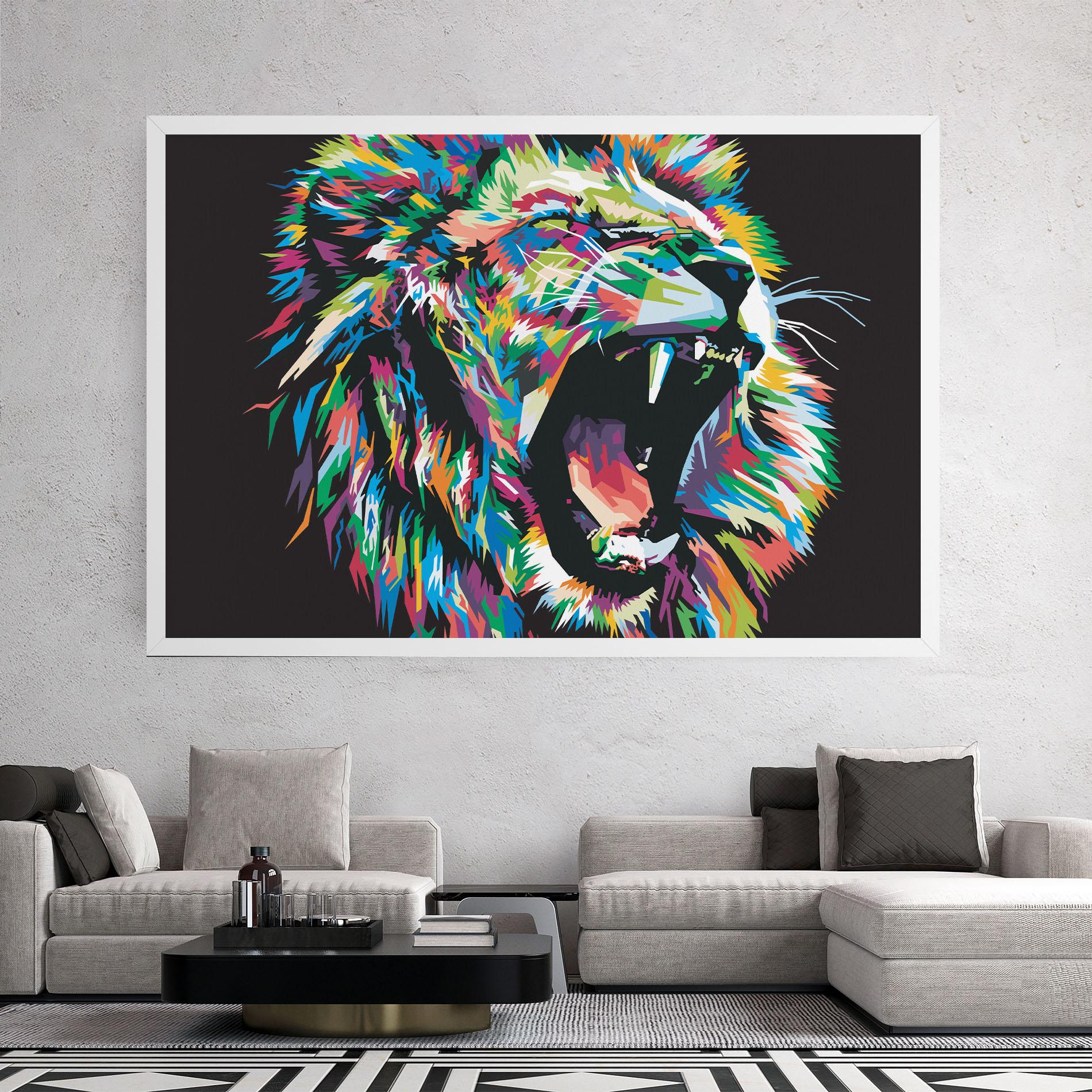 Leinwandbild Green Blue Lion mockup 2