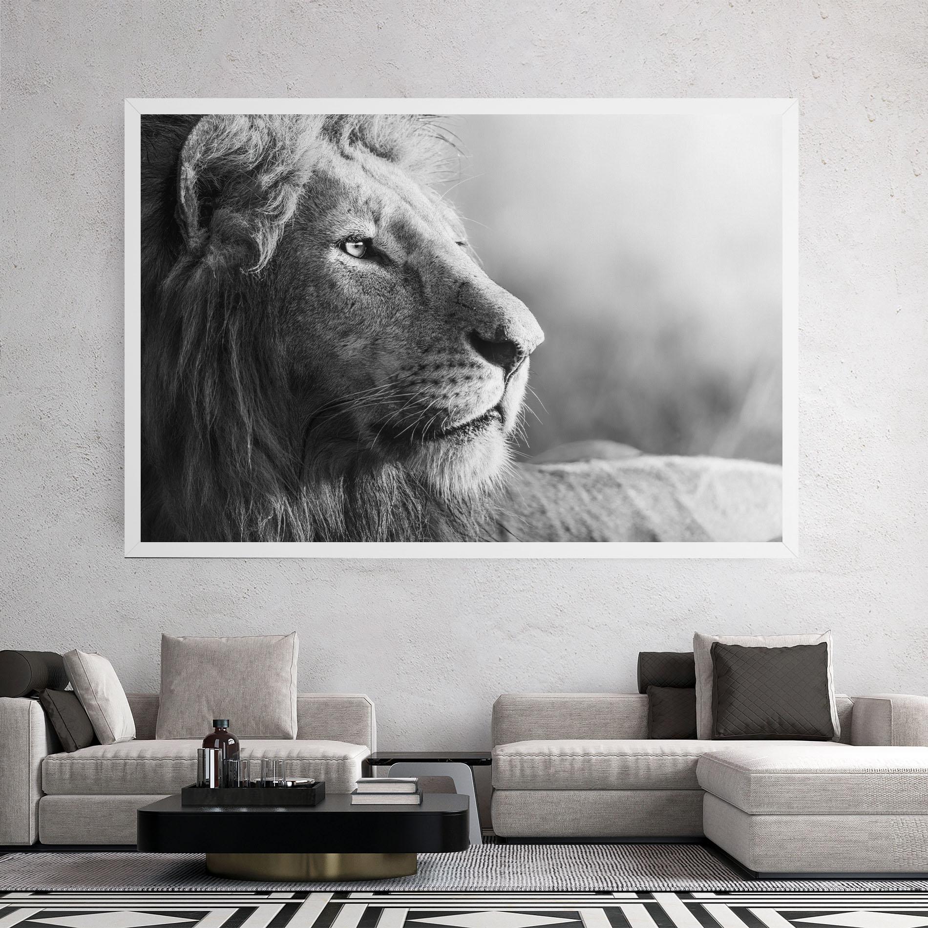 Leinwandbild Grey Lion Head mockup 2