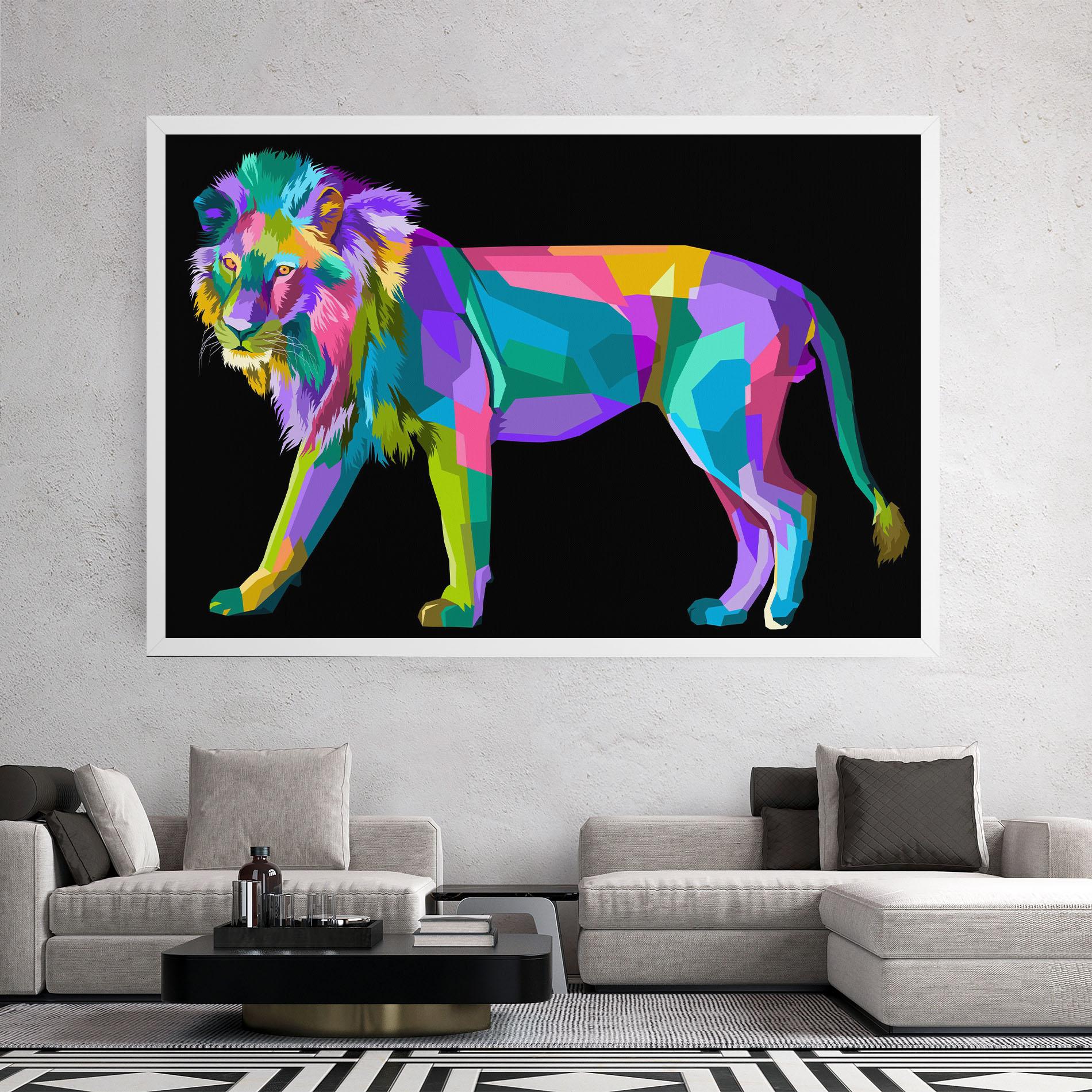 Leinwandbild Lion Walking mockup 2