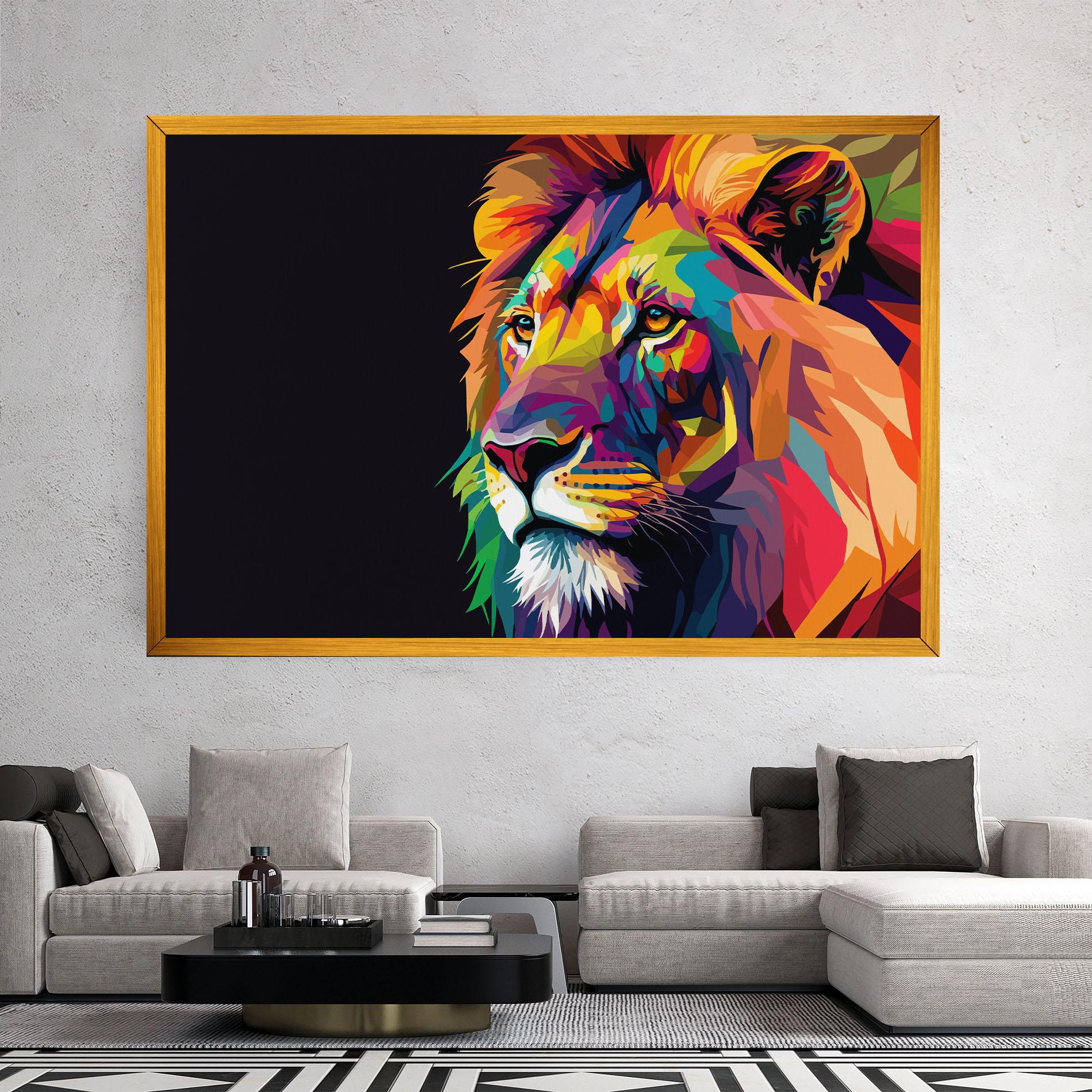 Leinwandbild Colorful Lion mockup 2