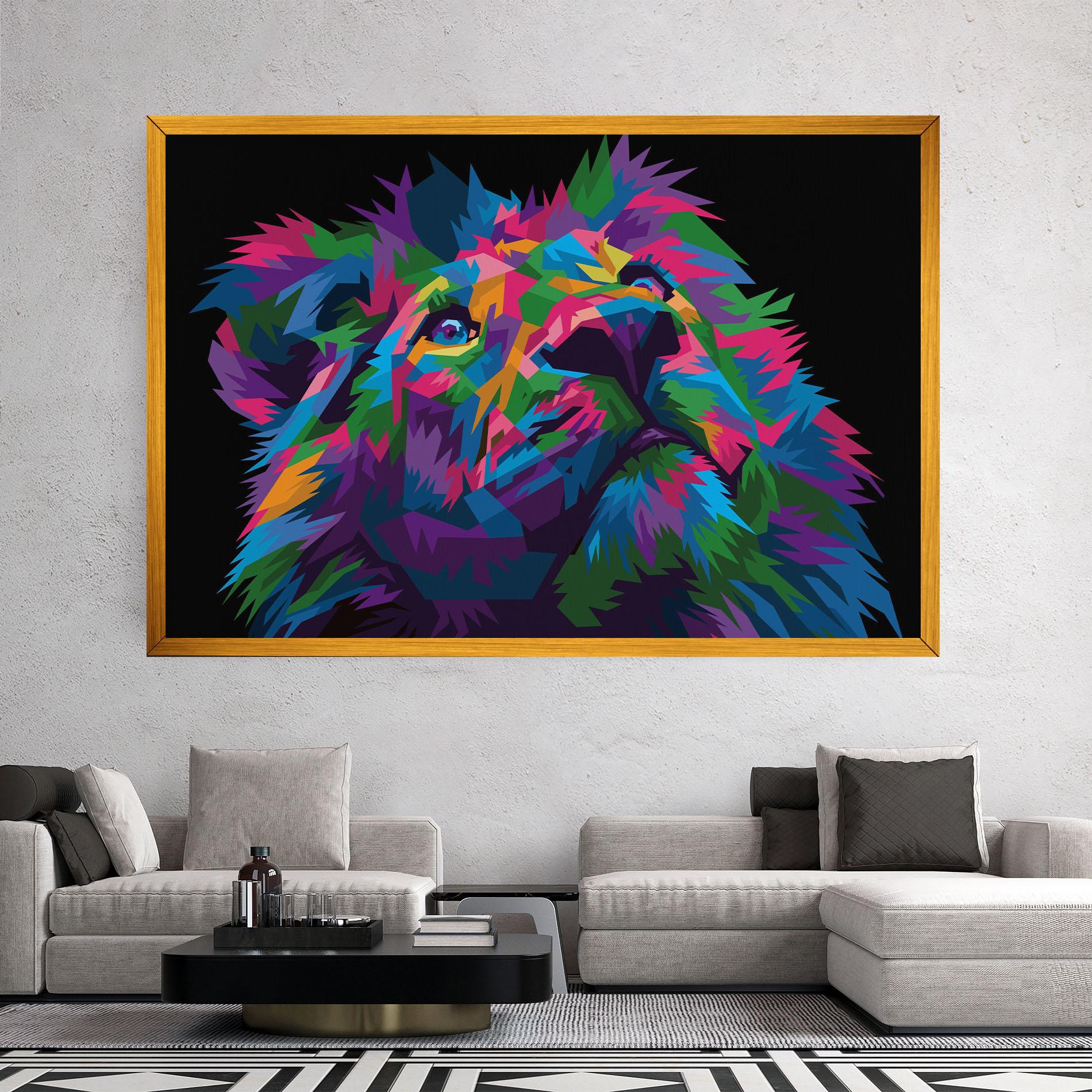 Leinwandbild Cute Color Lion mockup 2