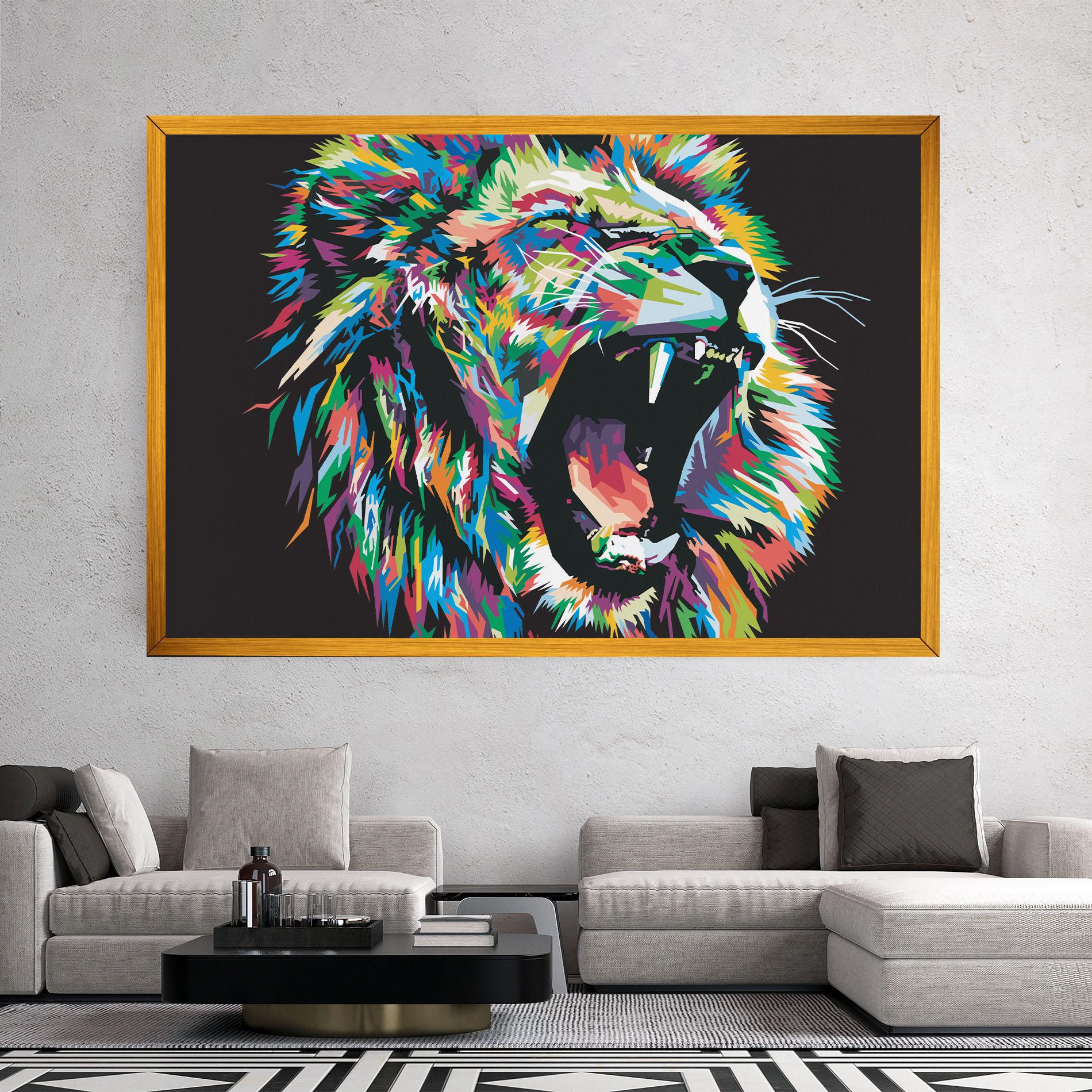 Leinwandbild Green Blue Lion mockup 2