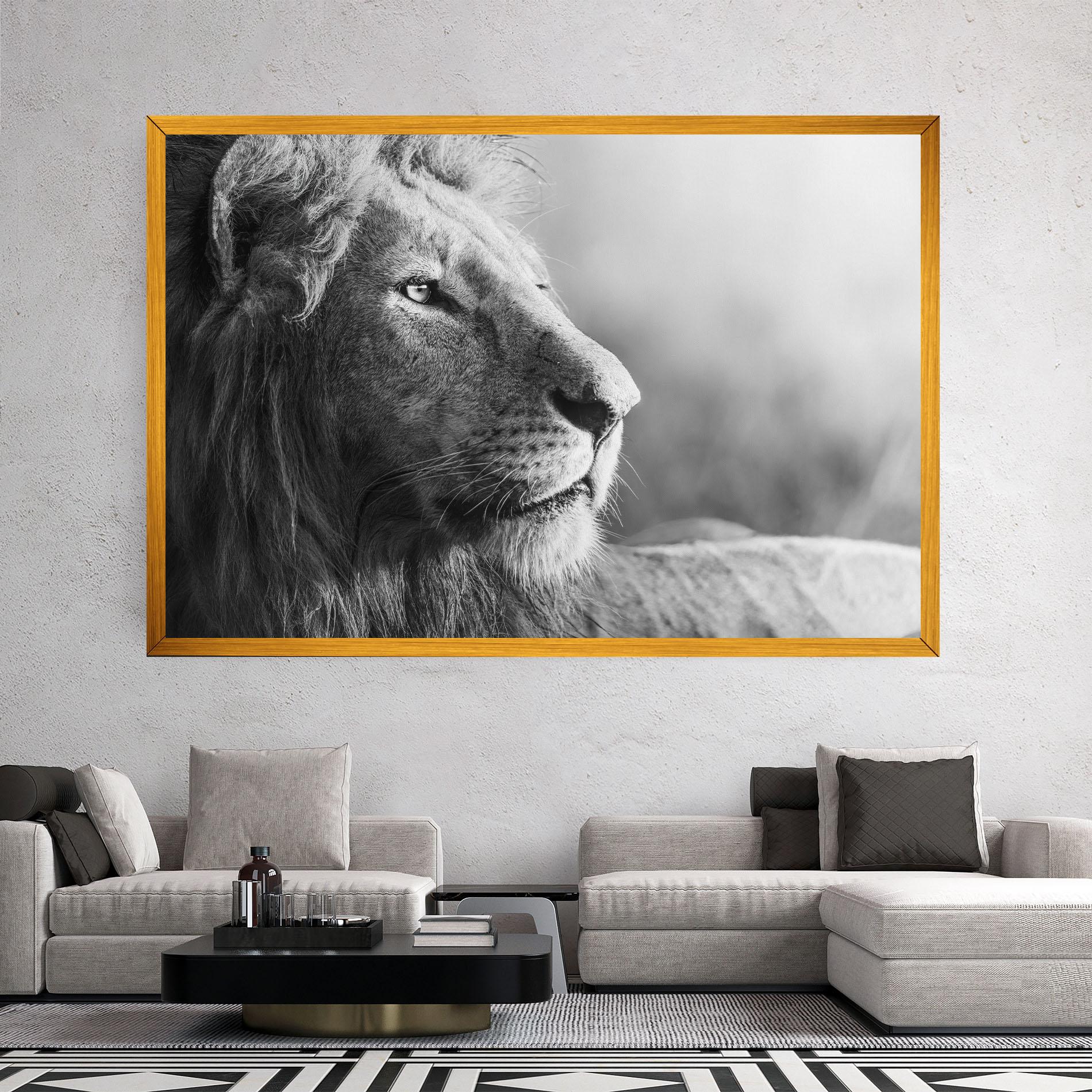 Leinwandbild Grey Lion Head mockup 2