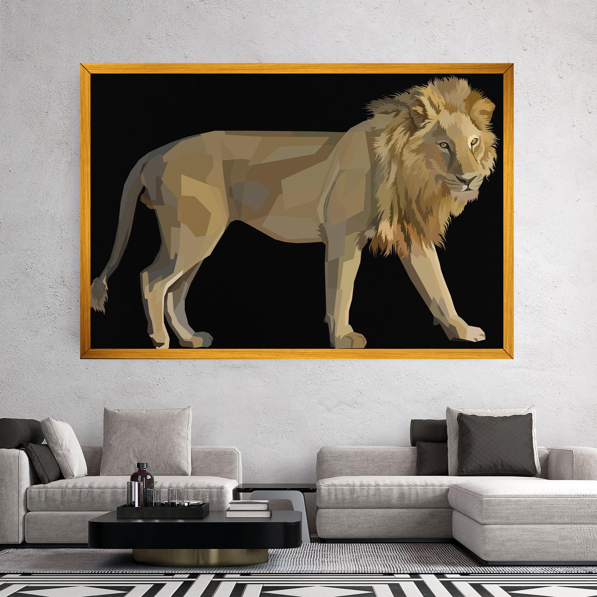 Leinwandbild Lion Art On Black mockup 2