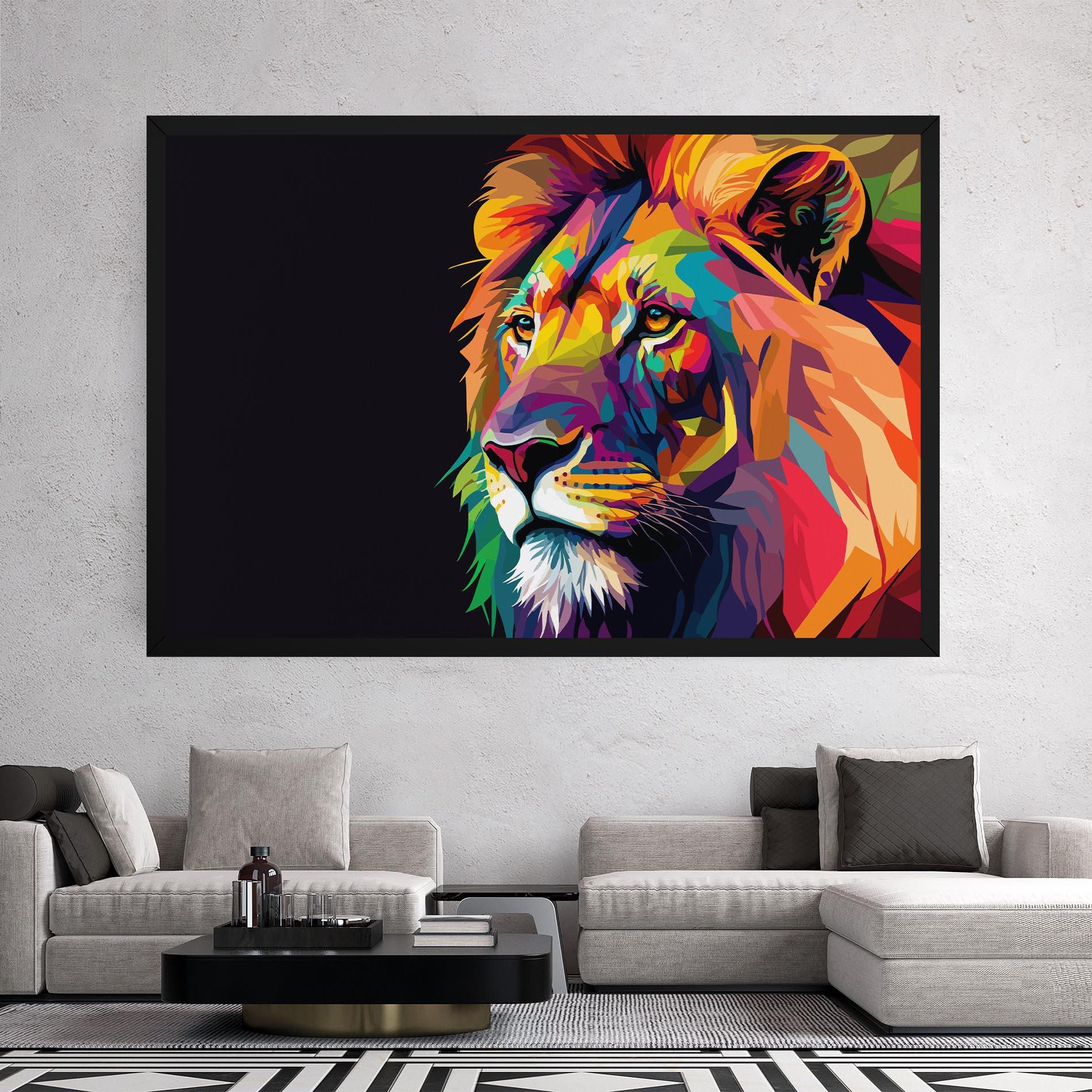 Leinwandbild Colorful Lion mockup 2