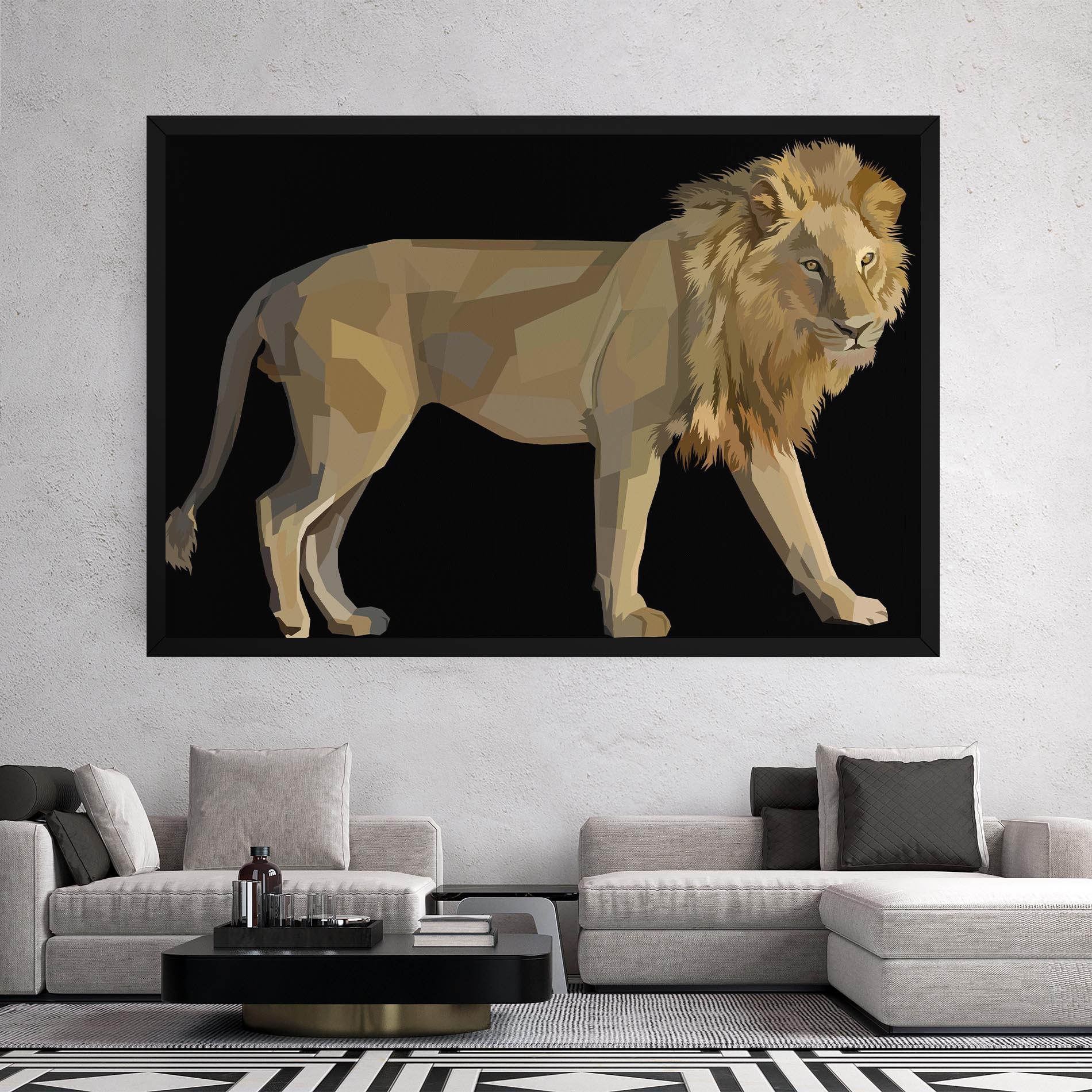 Leinwandbild Lion Art On Black mockup 2