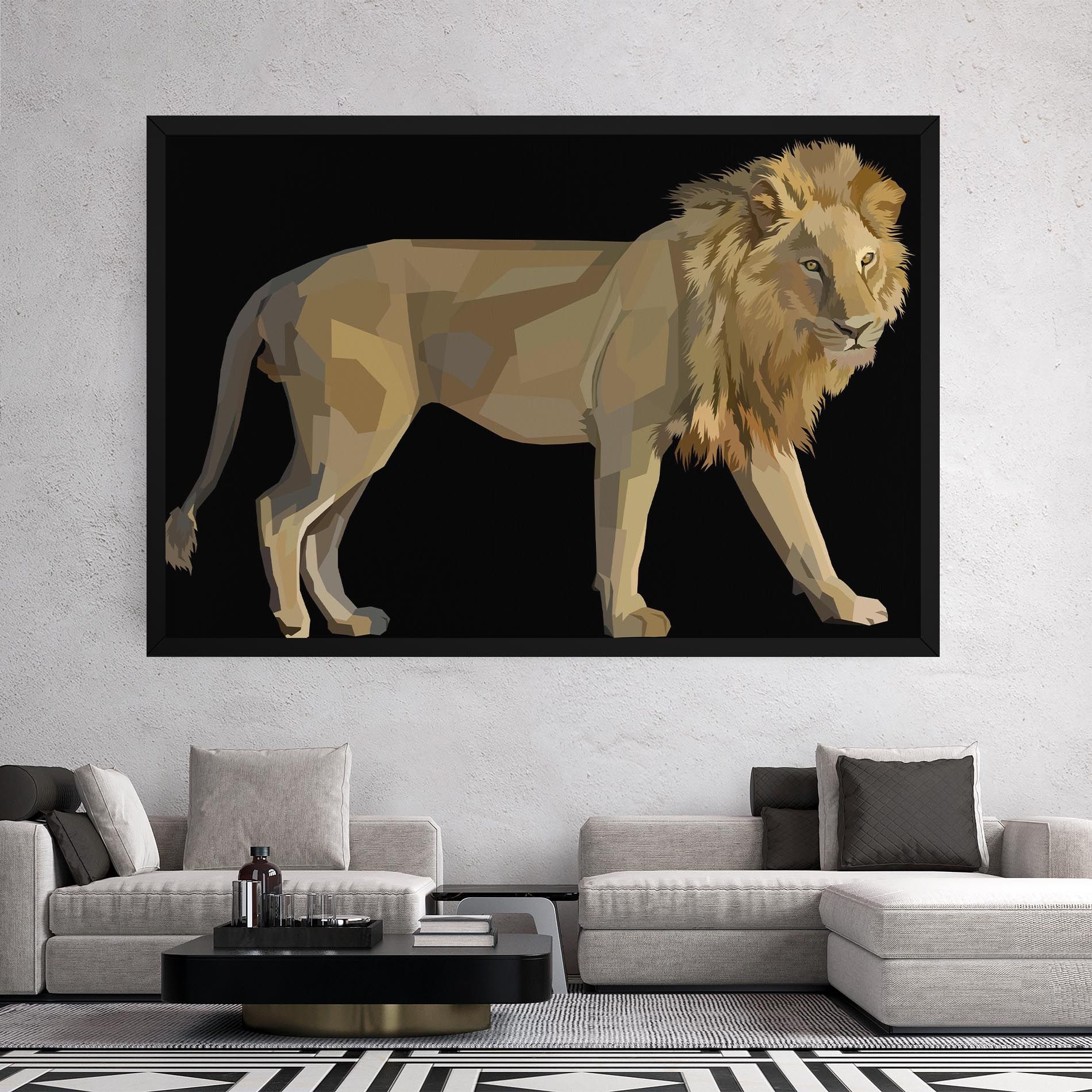 Lion Art On Black mockup 2