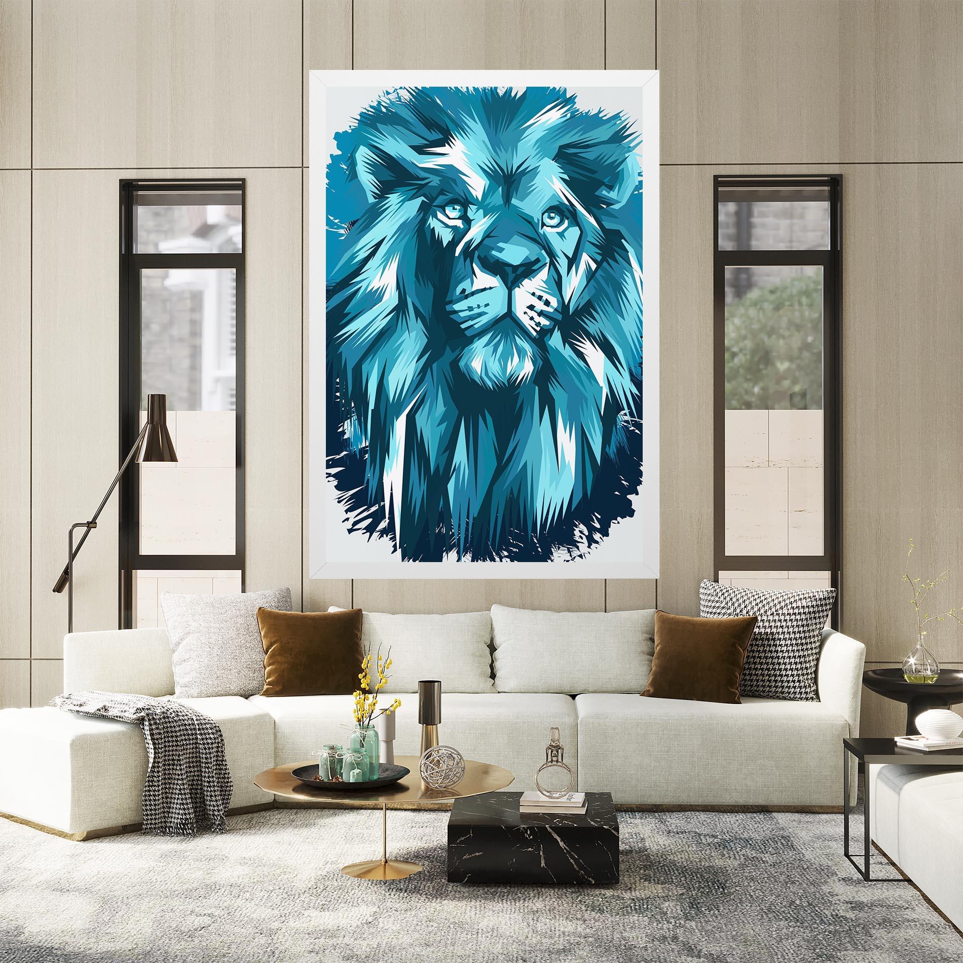 Leinwandbild Blue Lion Head mockup 2