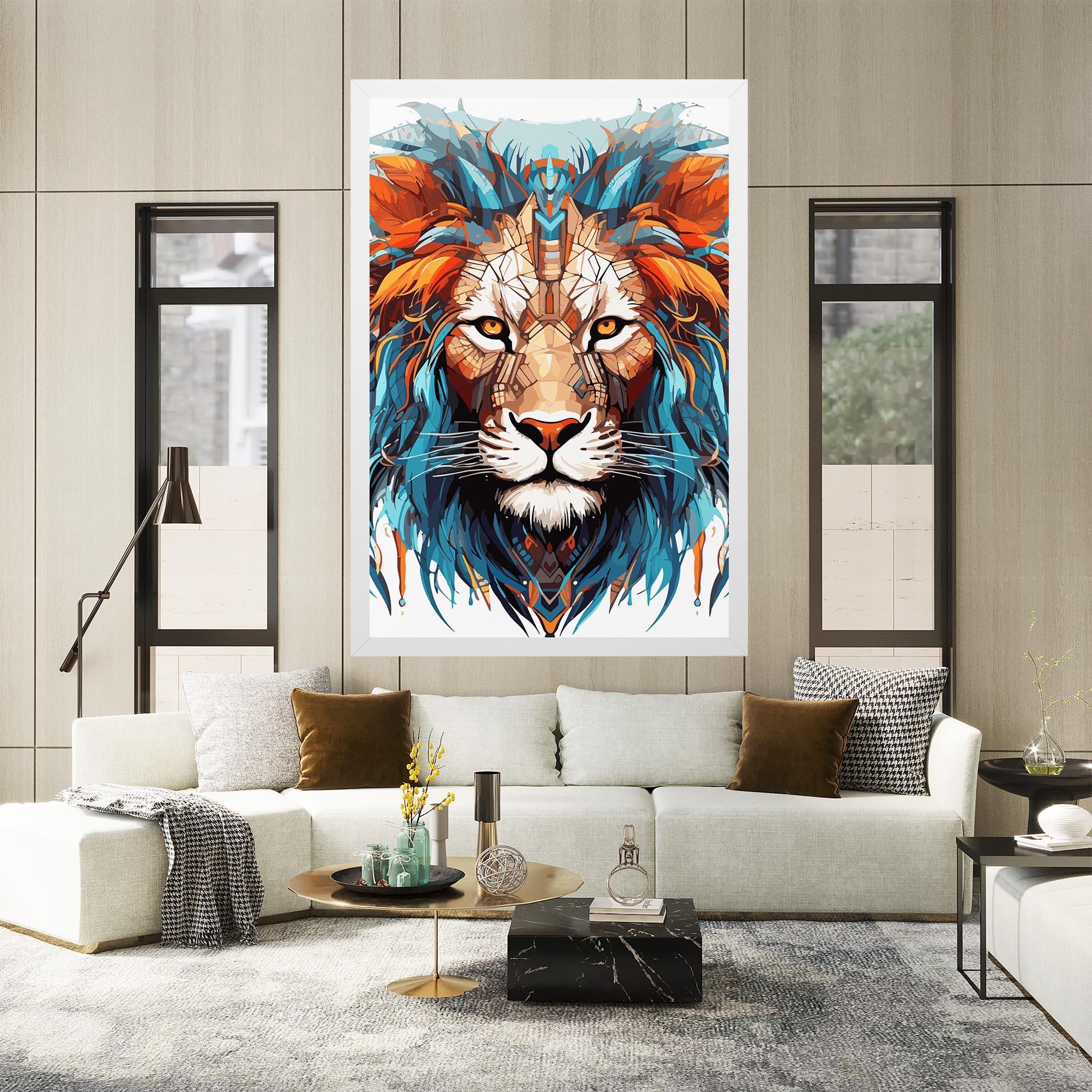 Leinwandbild Blue Orange Lion mockup 2