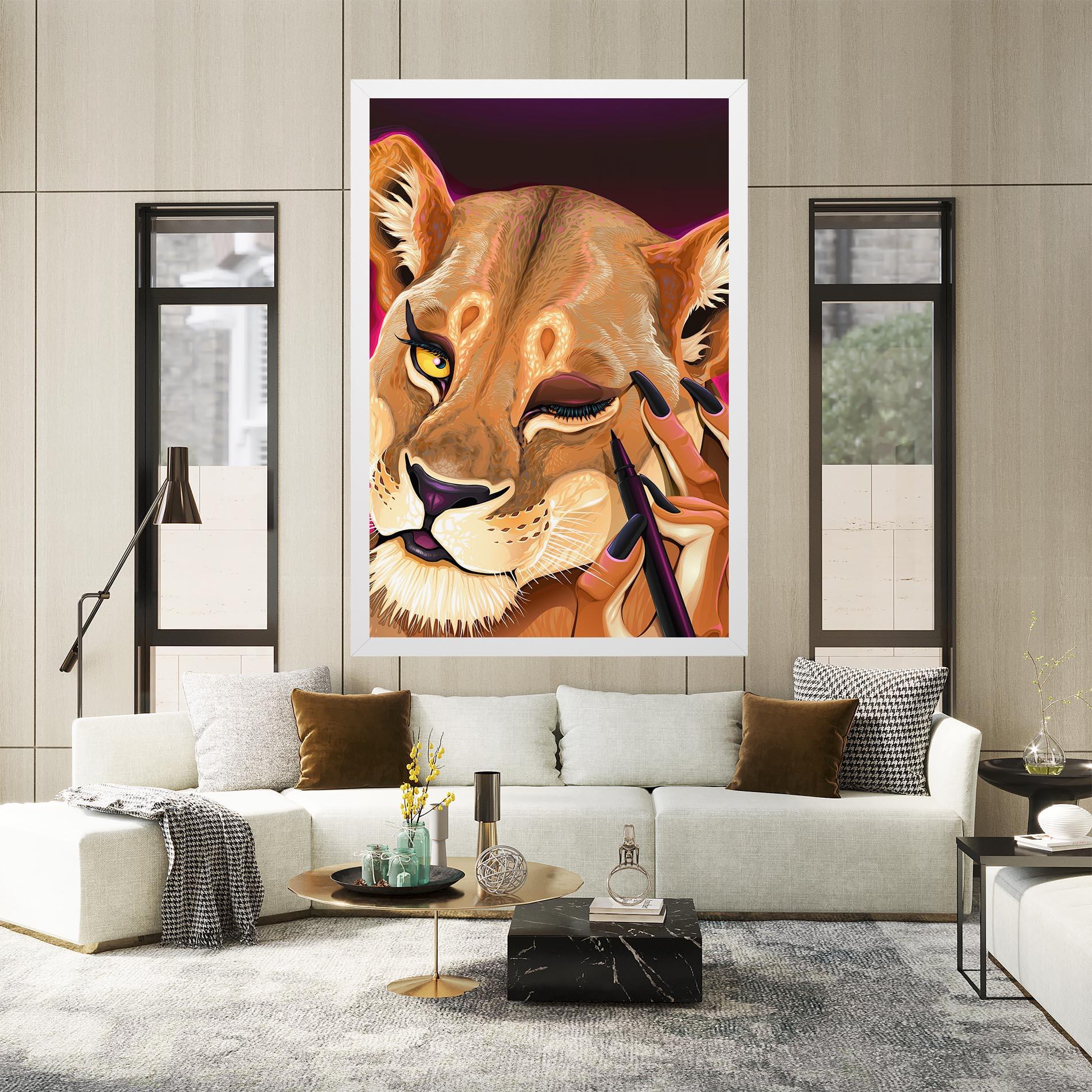 Leinwandbild Female Lion Makeup mockup 2