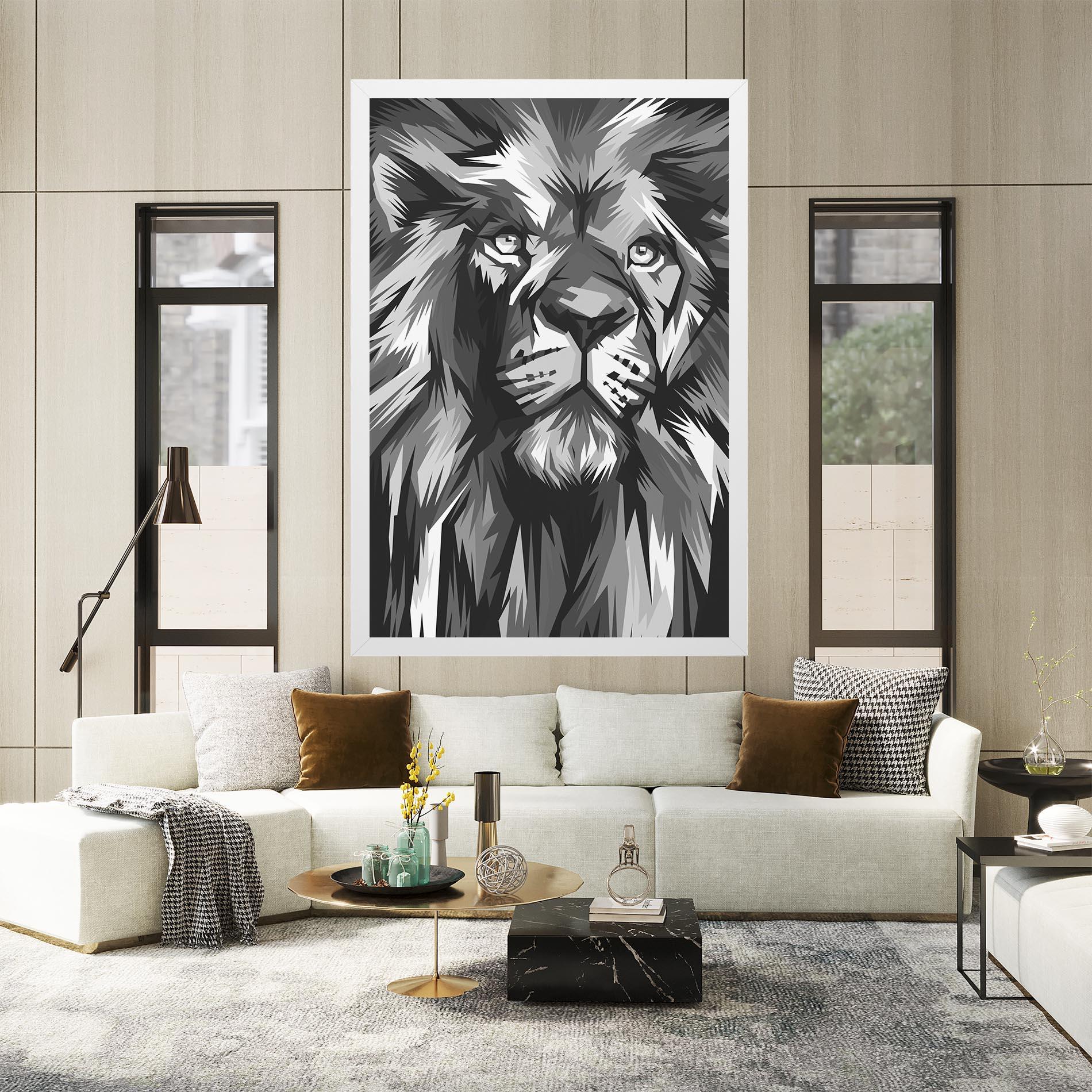 Leinwandbild Grey Head Lion mockup 2