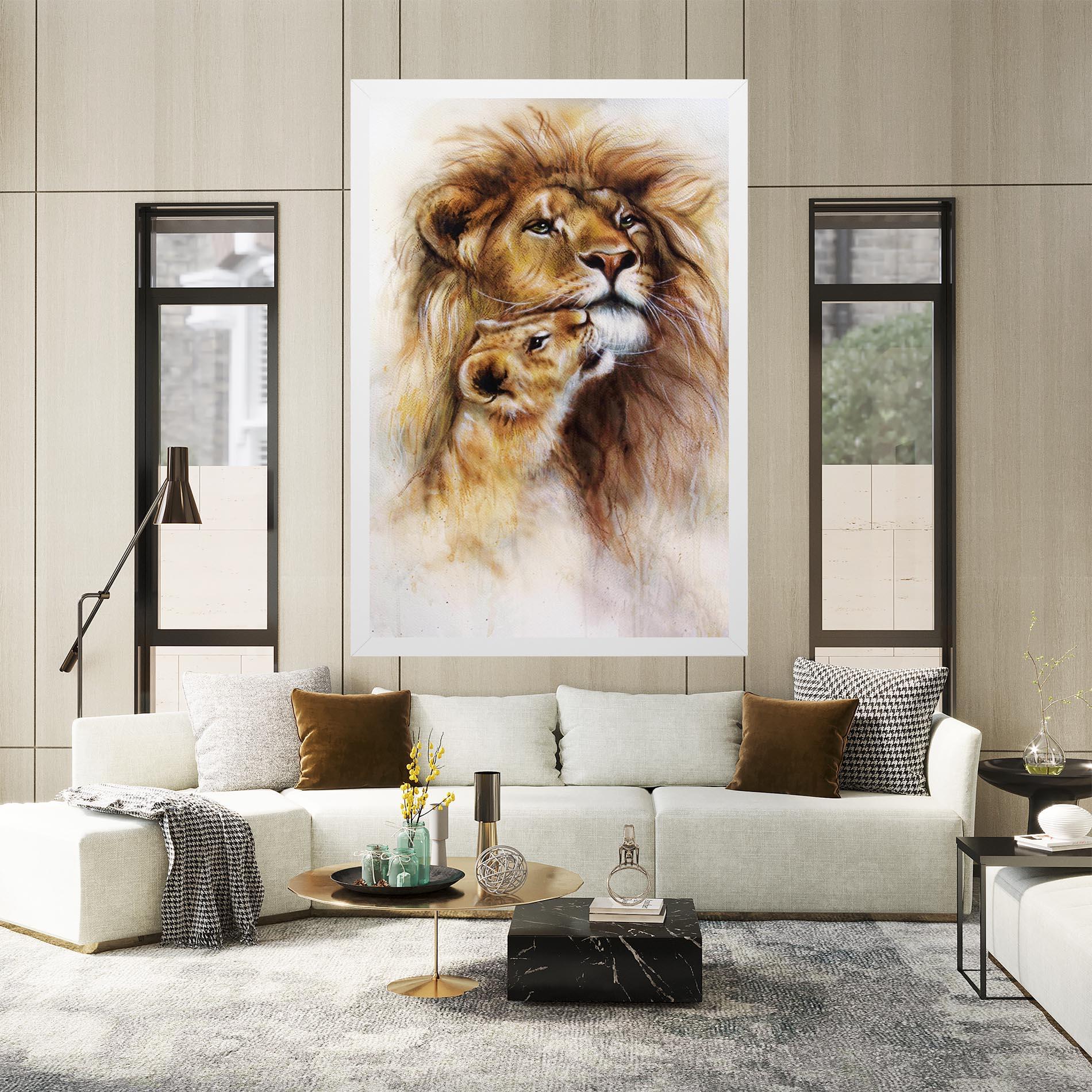 Leinwandbild Lion Love mockup 2