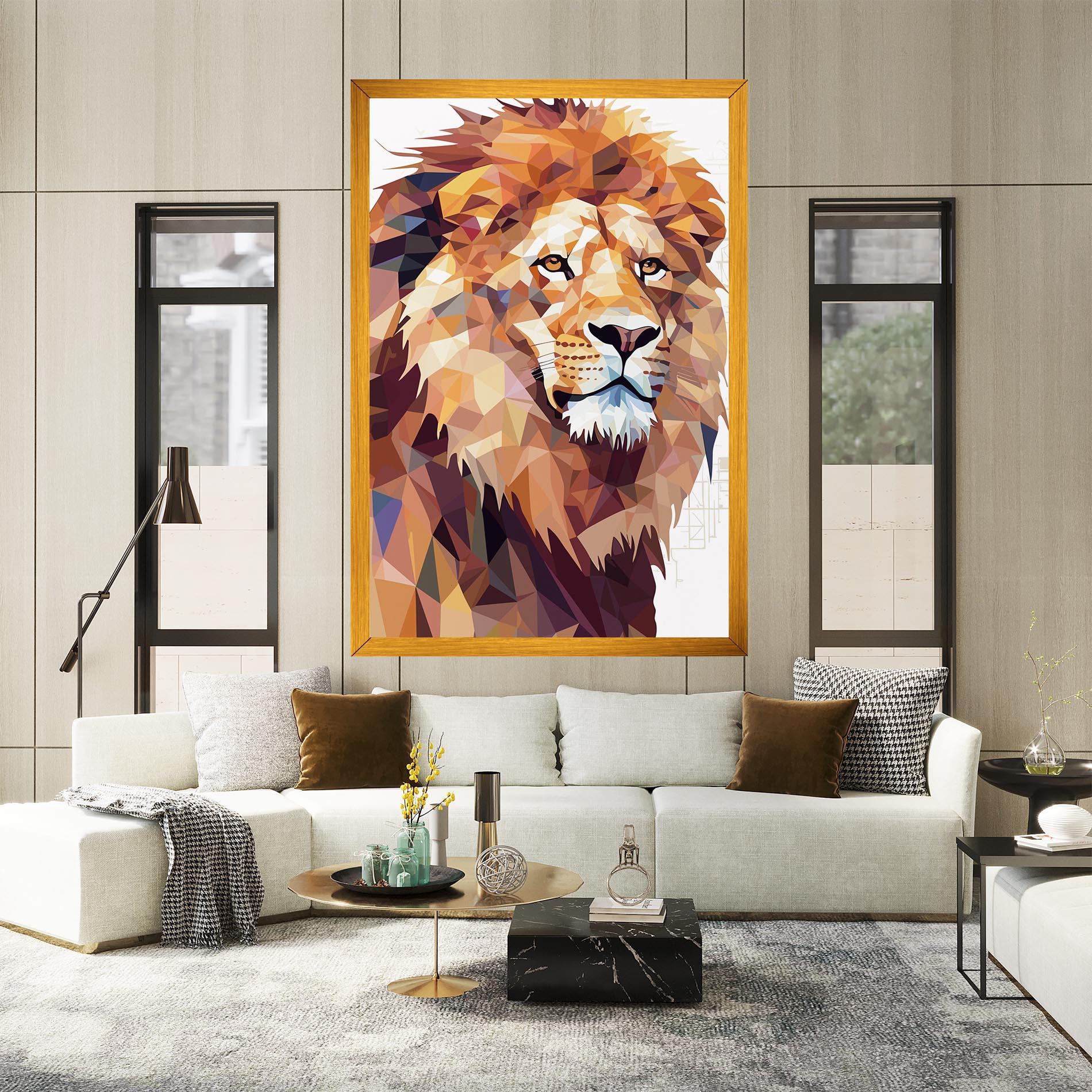 Leinwandbild Artistic Lion Head mockup 2