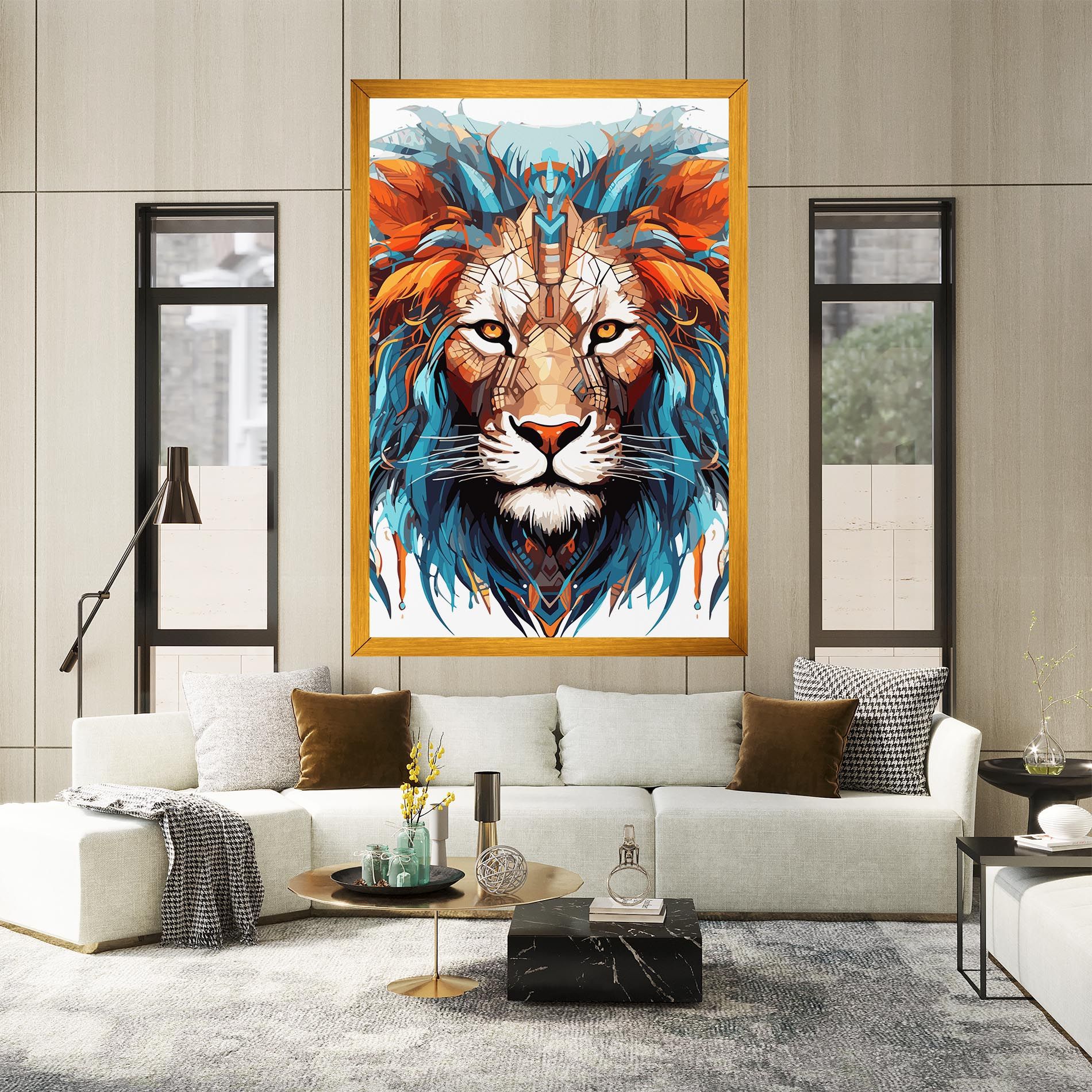 Blue Orange Lion mockup 2