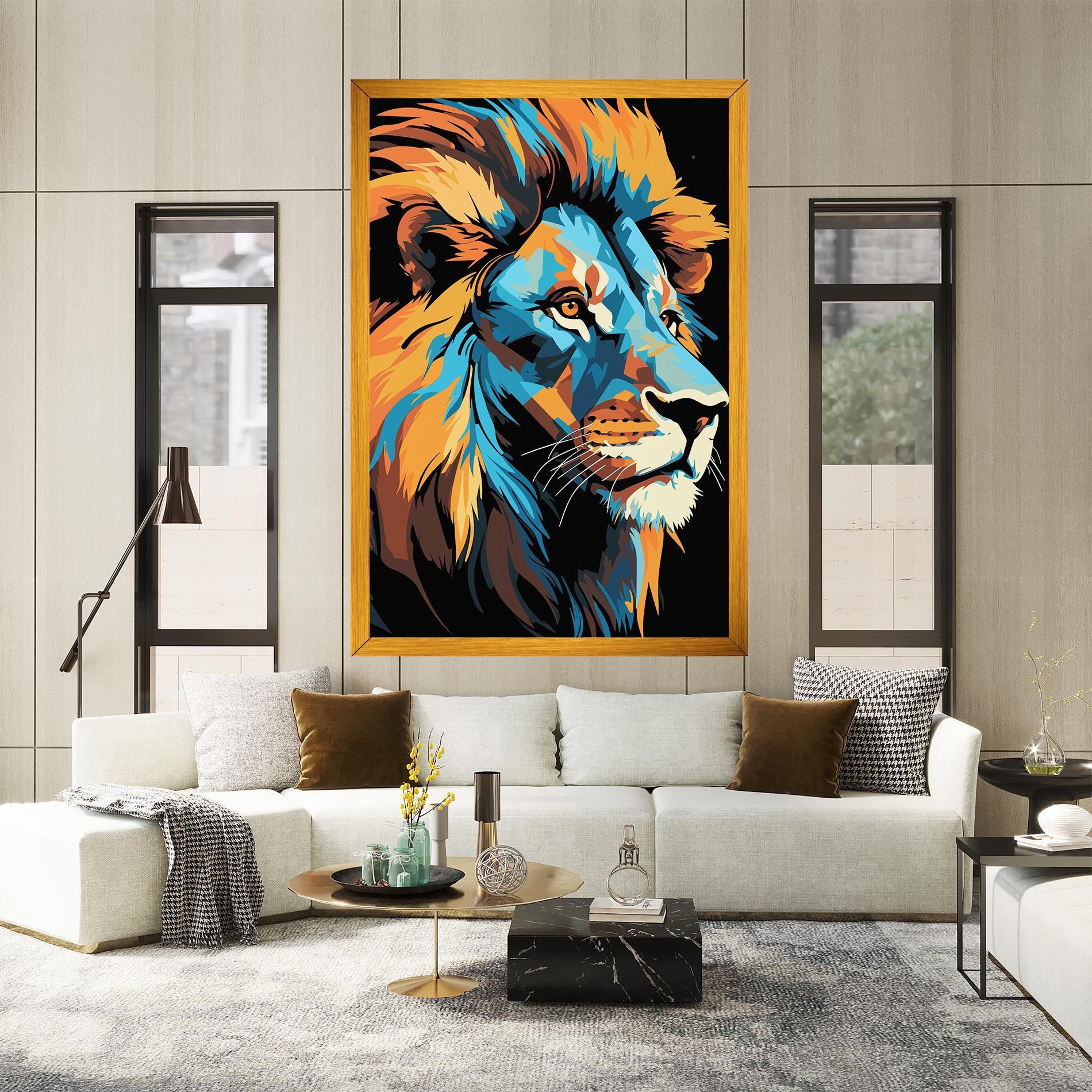 Blue Yellow Lion mockup 2