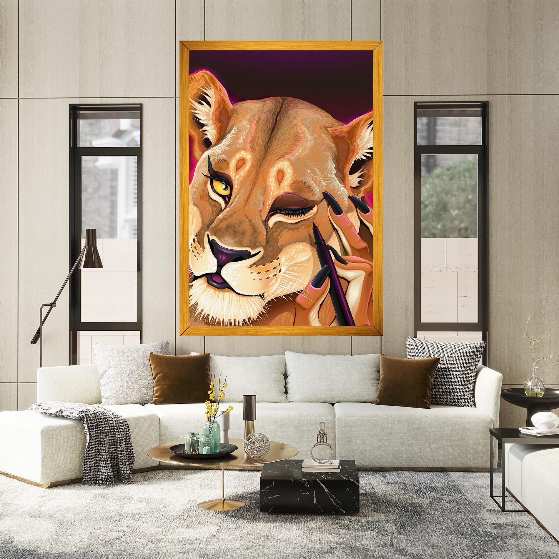 Leinwandbild Female Lion Makeup mockup 2