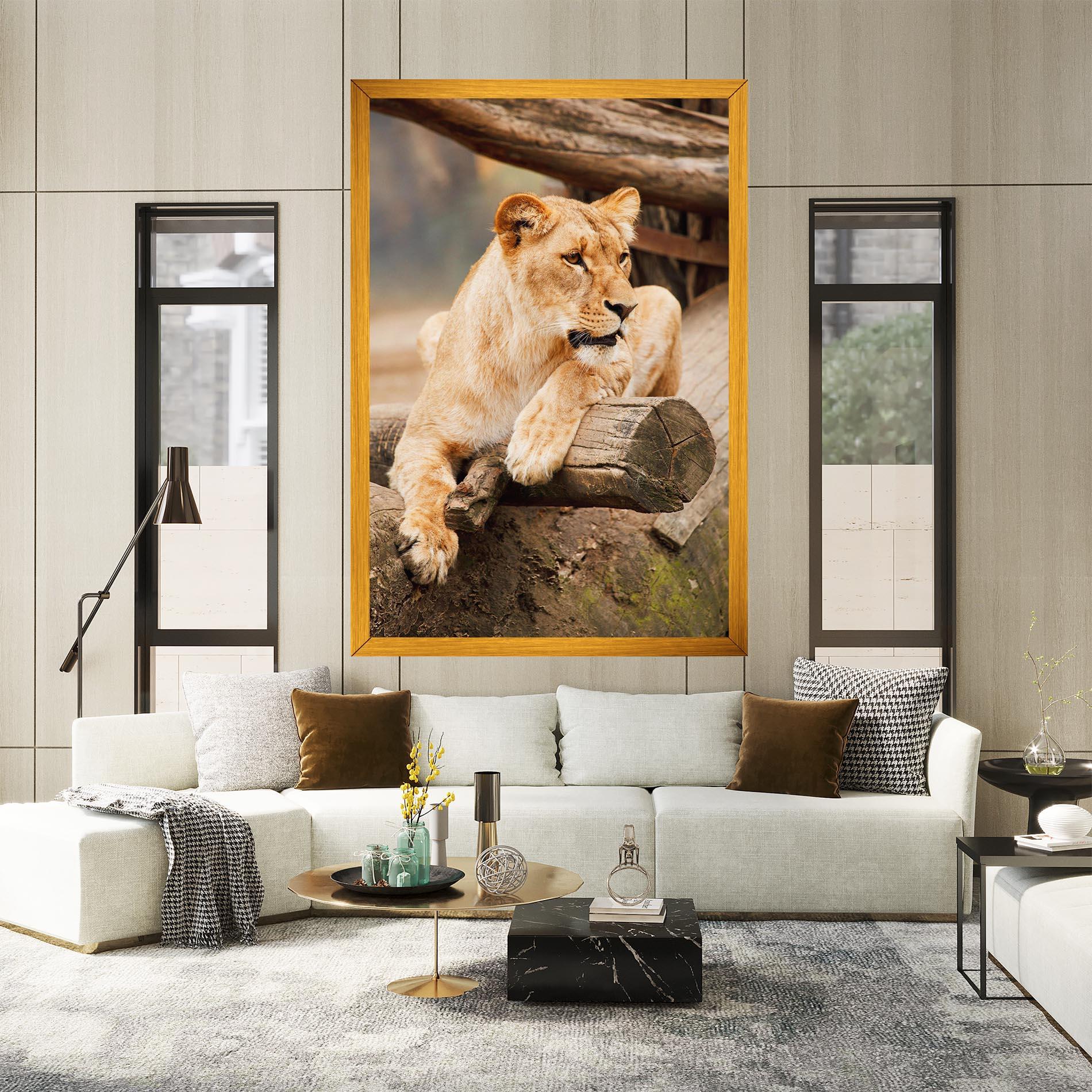 Leinwandbild Female Lion Sitting mockup 2