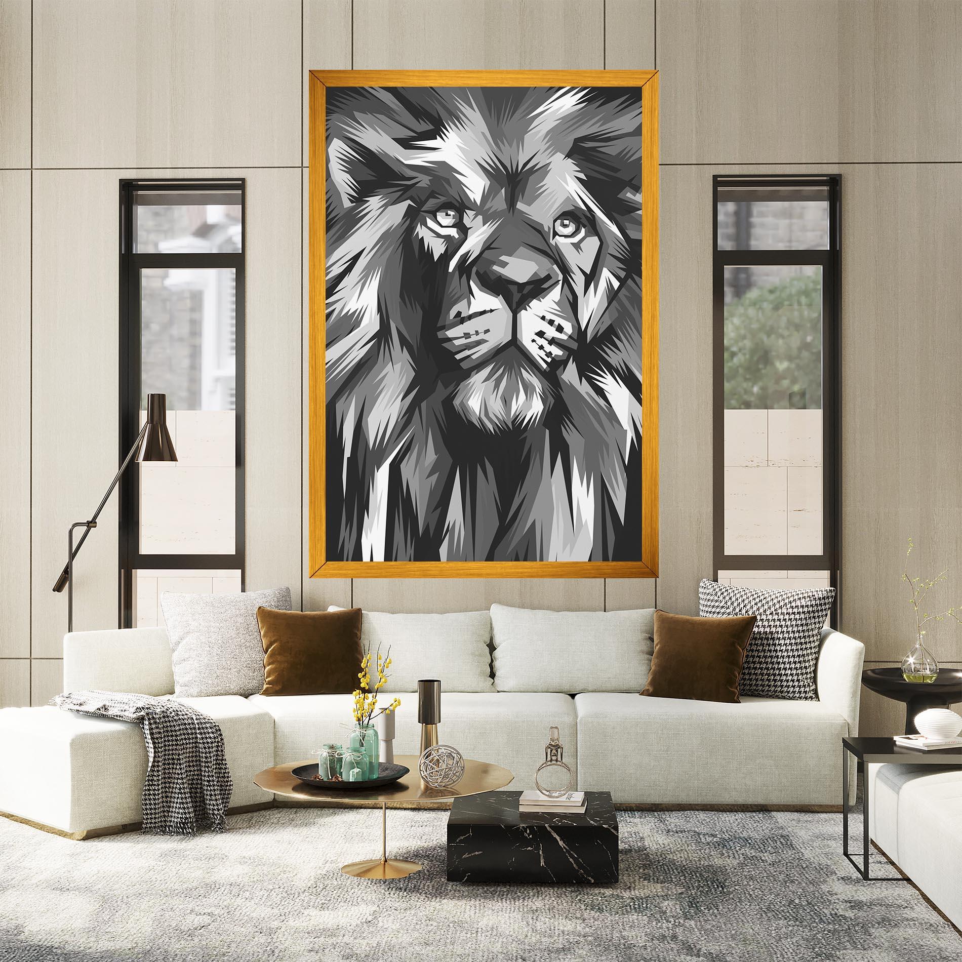 Leinwandbild Grey Head Lion mockup 2