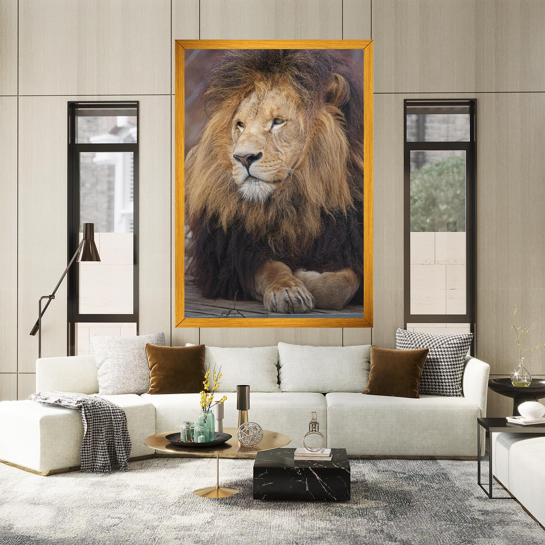 Leinwandbild Lion Chilling mockup 2