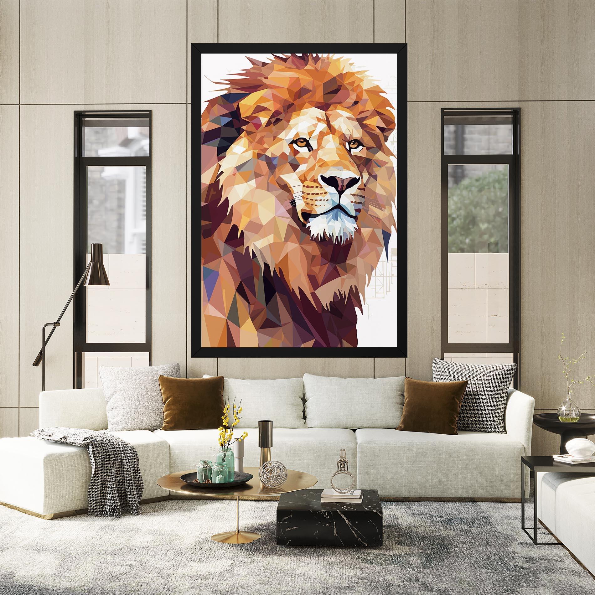 Leinwandbild Artistic Lion Head mockup 2