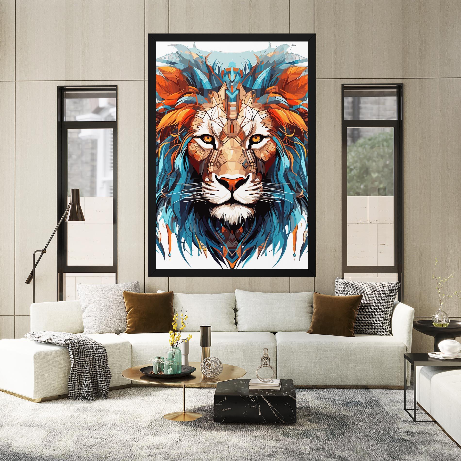 Leinwandbild Blue Orange Lion mockup 2