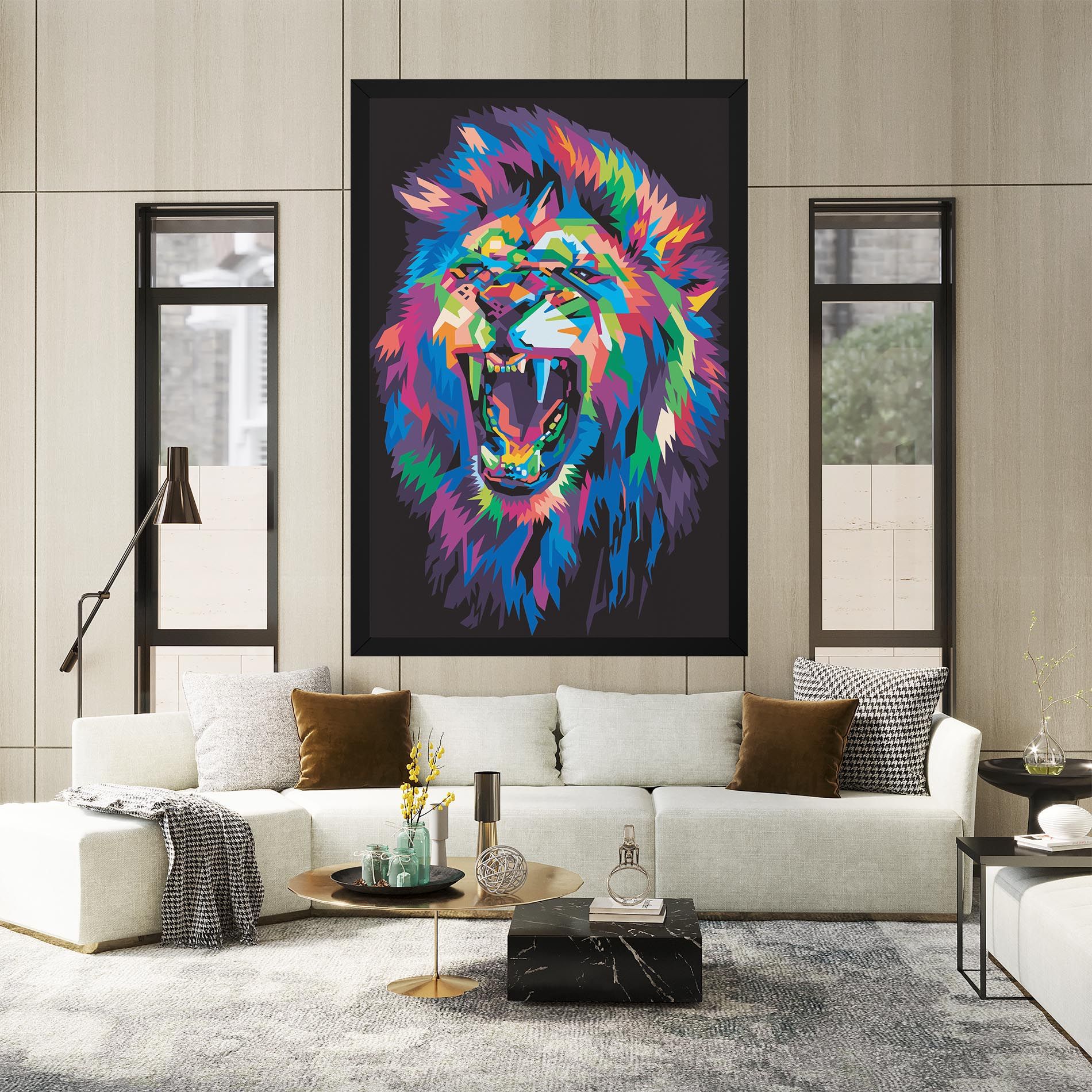 Colorful Lion Head mockup 2