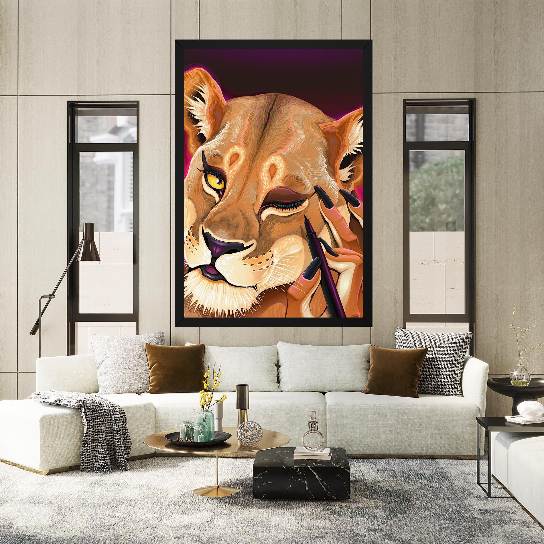 Leinwandbild Female Lion Makeup mockup 2