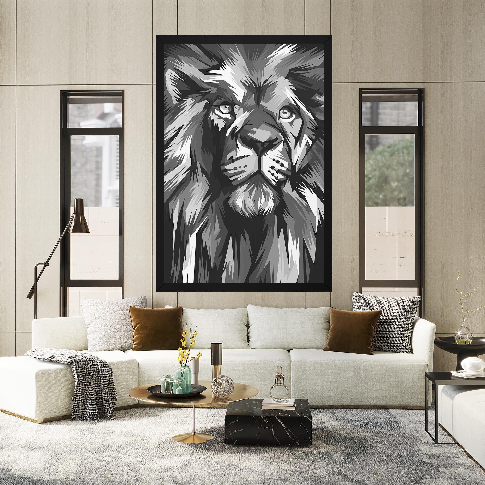 Leinwandbild Grey Head Lion mockup 2