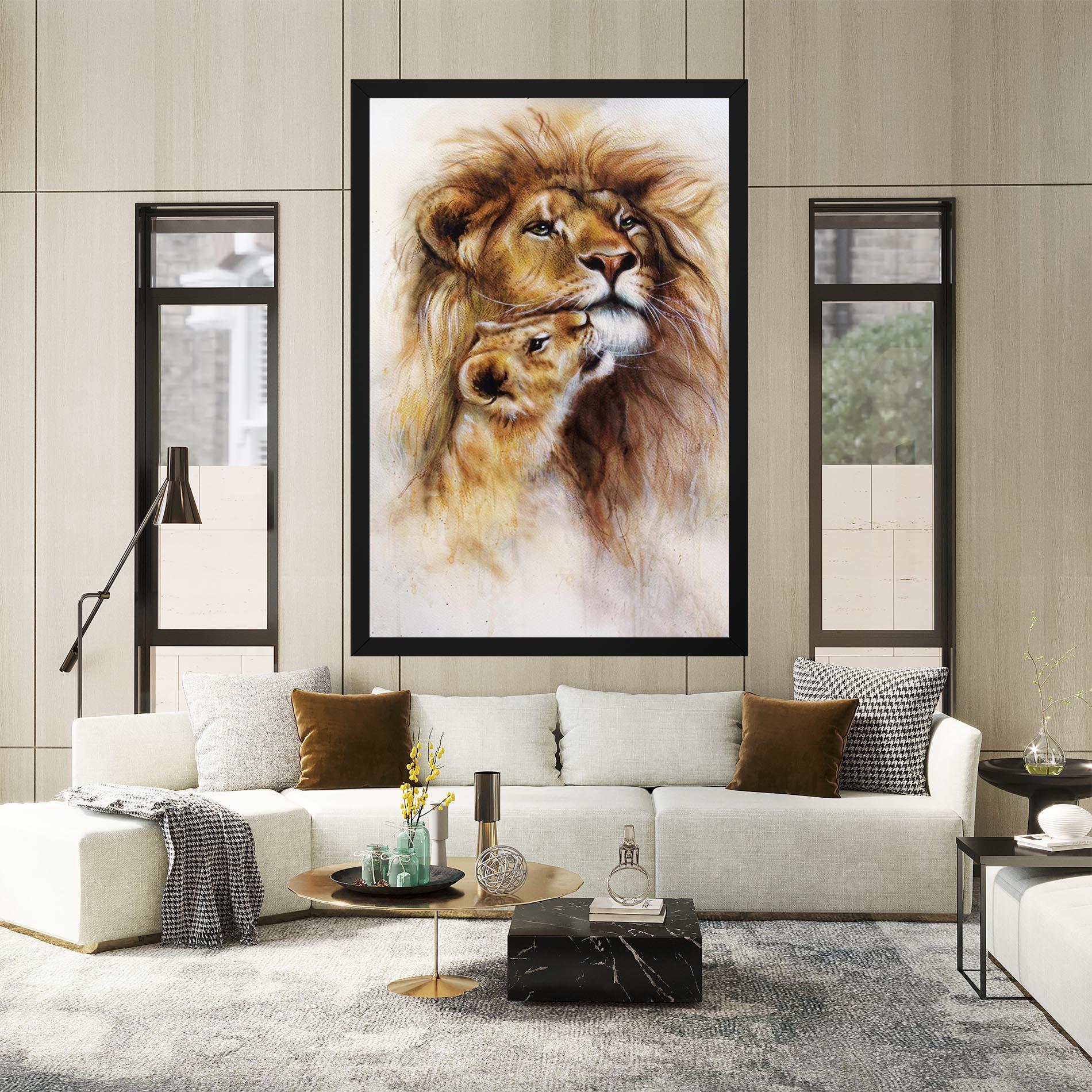 Leinwandbild Lion Love mockup 2