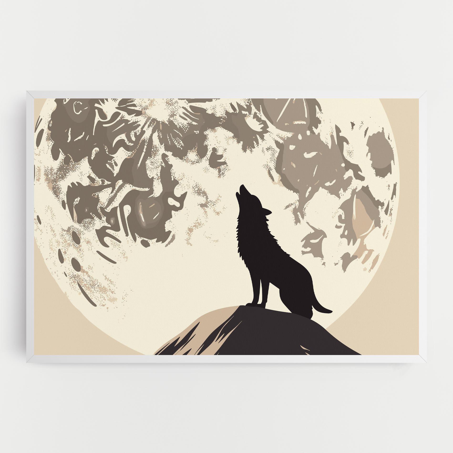 Leinwandbild Cream Moon Wolf mockup 0